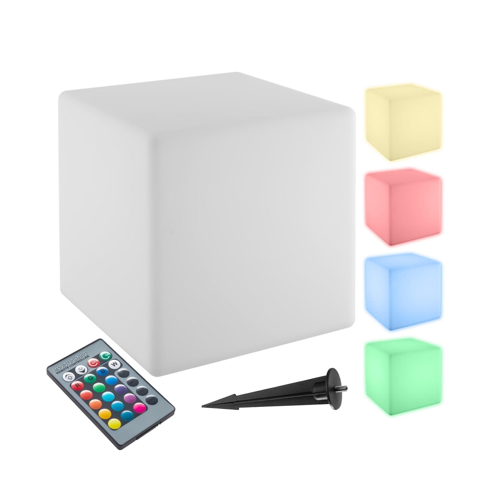 tectake LED Gartenleuchte Leuchtwürfel Luminous Cube, LED, mit Fernbedienung, LED, Bunt, Stylischer LED-Würfel mit 4 Standfüßen und indirekter Beleuchtung