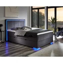 meise.möbel Einzelbett Grau mit LED-Beleuchtung S0WBB09C