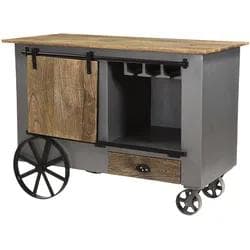 GartenZeit Ranchi Barschrank mit Rollen Massivholz Akazie