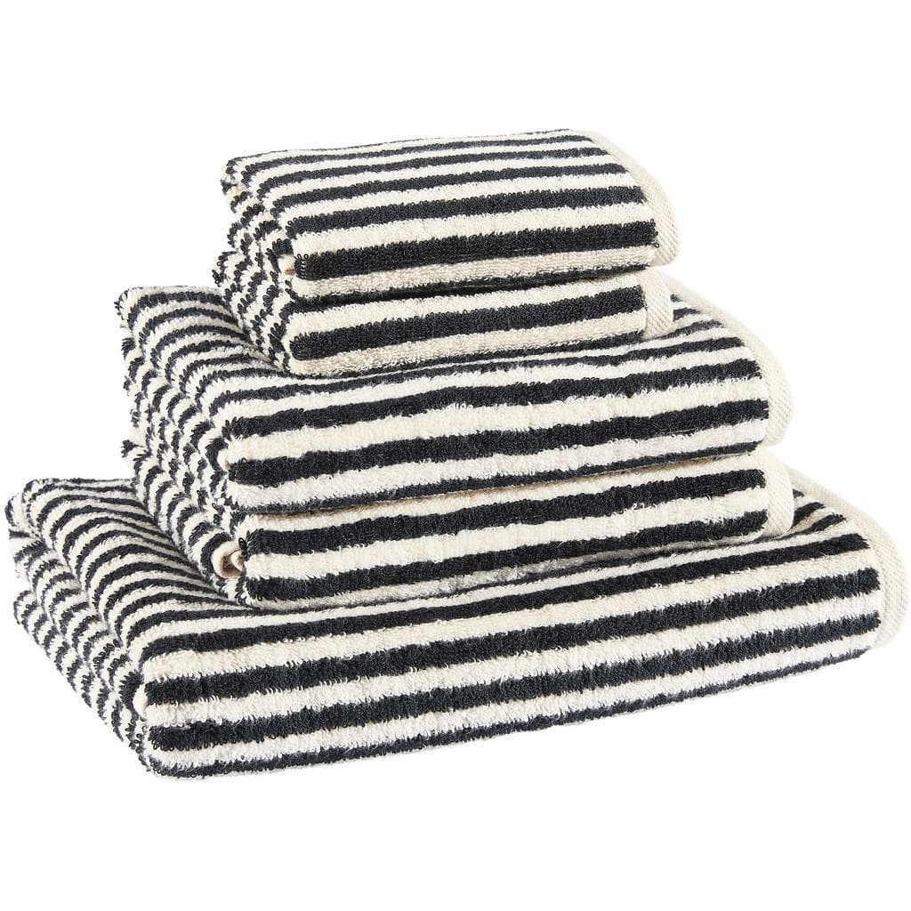 Dieter Knoll Frottierset Ecru Schwarz Textil 5-teilig Aufhängeschlaufe Badtextilien