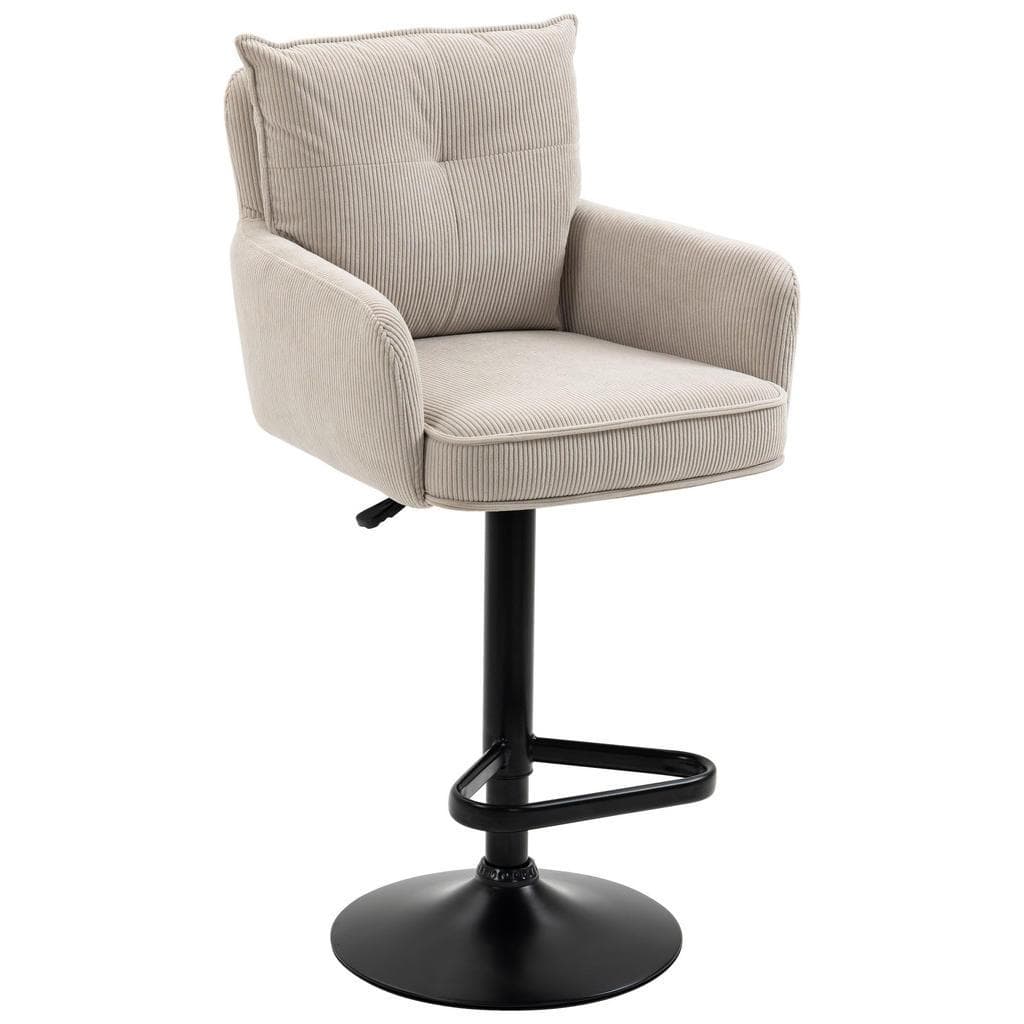 Novel Barhocker Schwarz Beige Metall Textil Drehteller