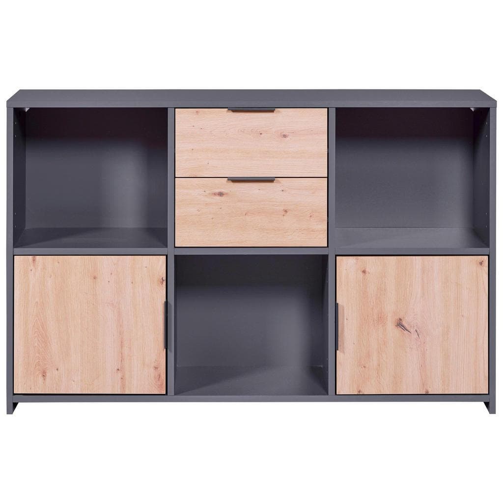 Livetastic Kommode Anthrazit Eiche Artisan Metall 2 Schubladen