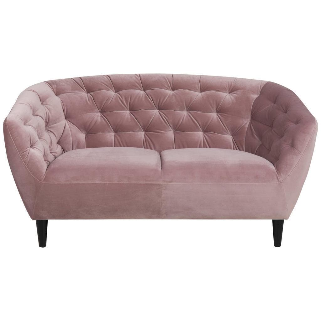 Ambia Home Chesterfield Sofa Rosa 2-Sitzer Samtstoff