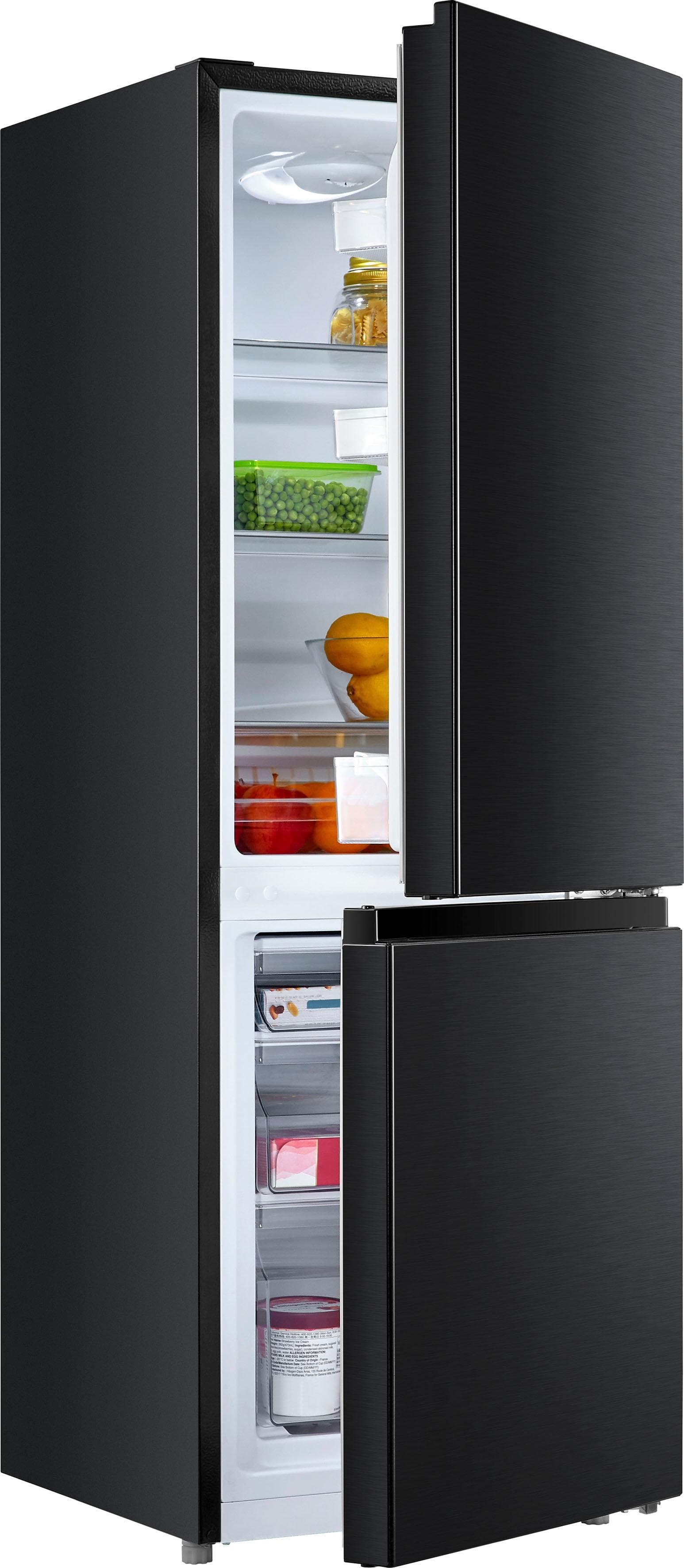 HANSEATIC Kühl-/Gefrierkombination HKGK14349C Schwarz LED-Innenbeleuchtung