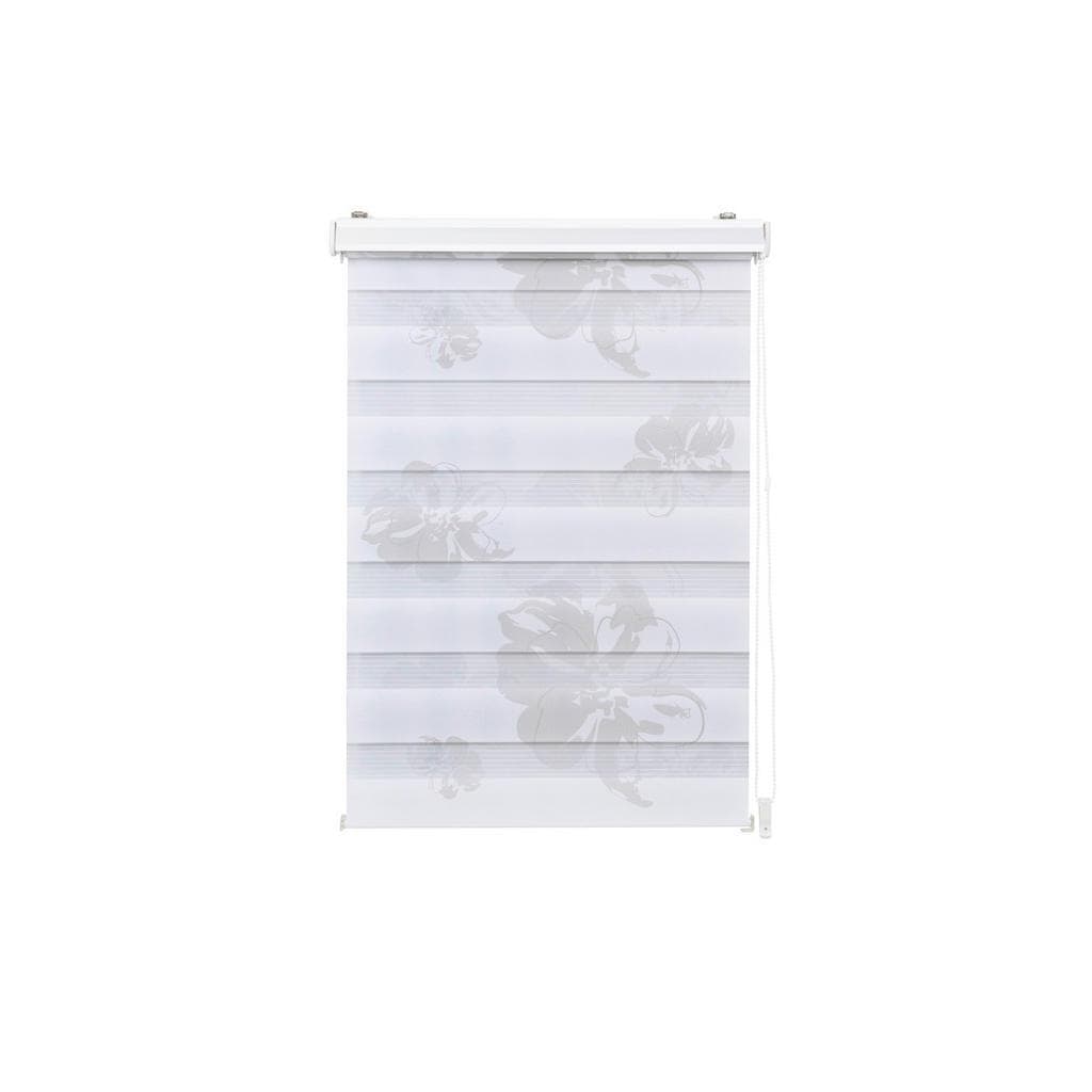 Doppelrollo Floral Weiß Textil 70x160 cm