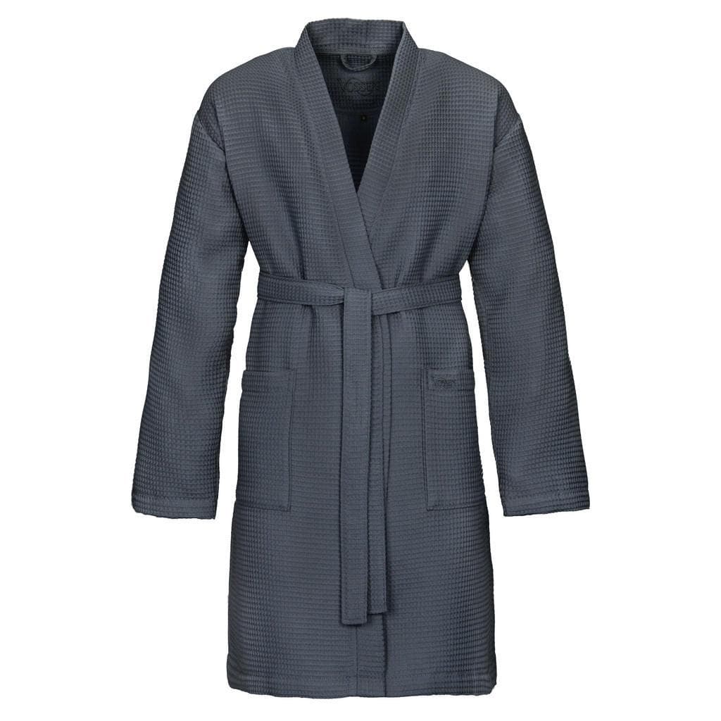 Unisex-Bademantel VOSSEN Rom Grau 100% Baumwolle Waffelpiqué L:100cm