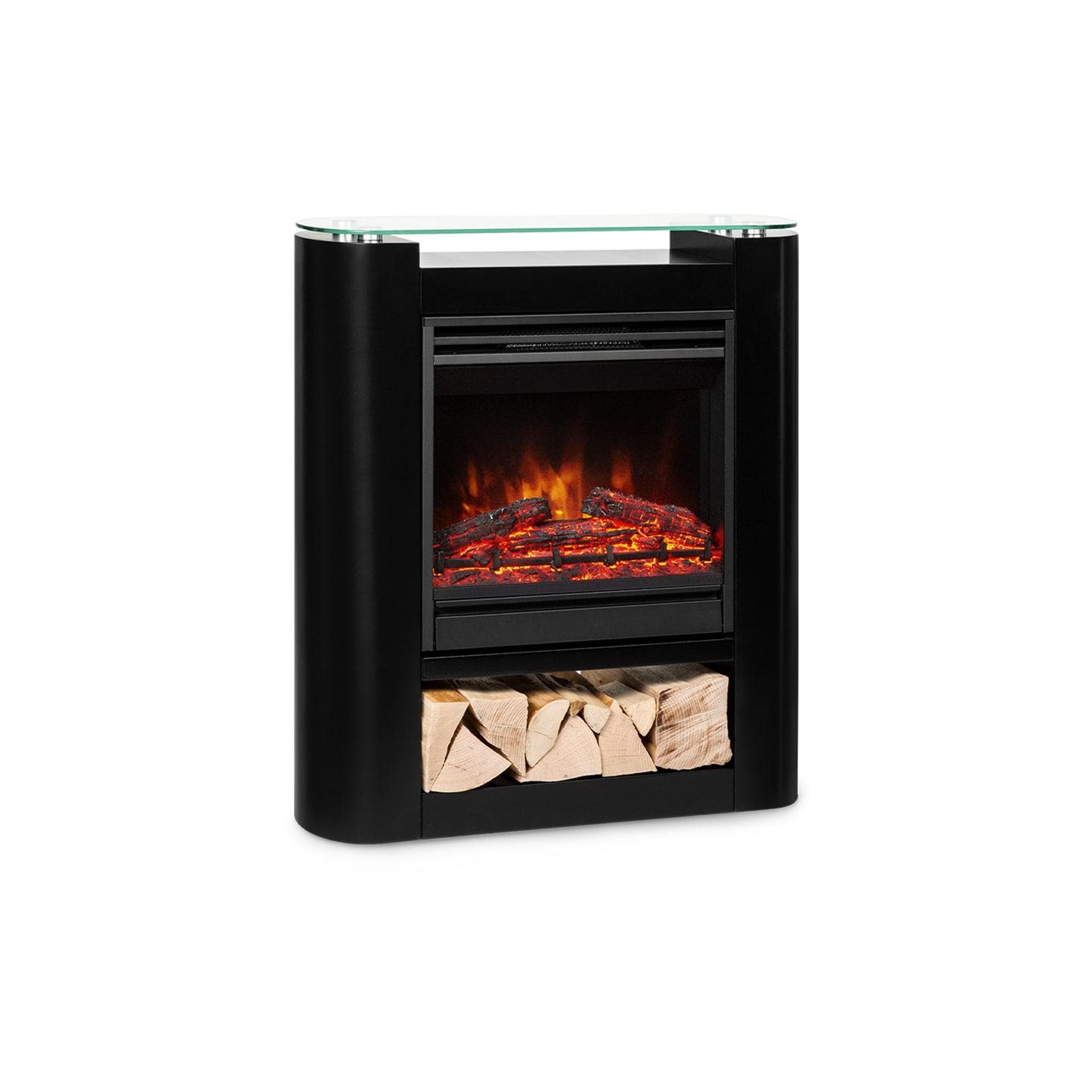 Klarstein Studio 5 Arc Elektrokamin 1800 W LED-Flammen Heizlüfter Fernbedienung Schwarz