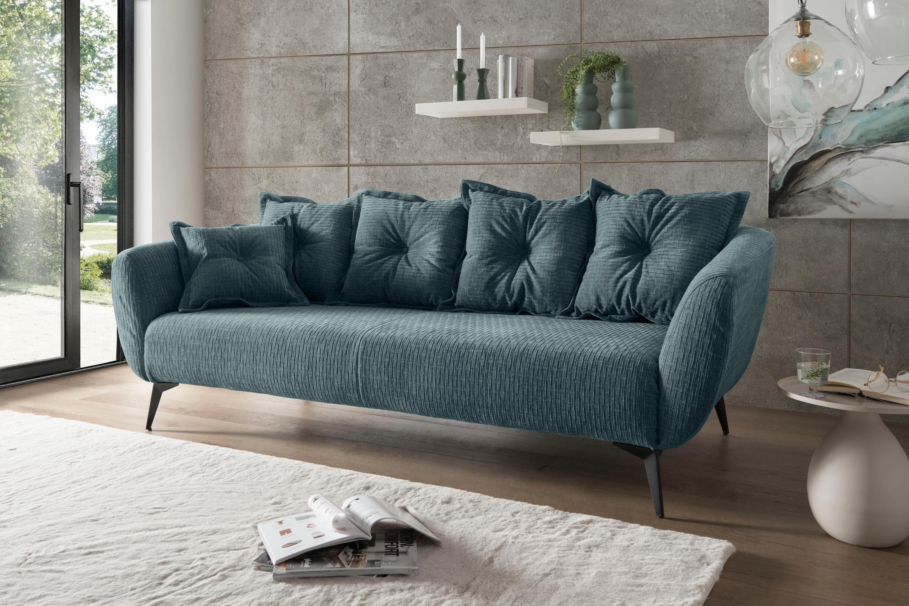 Home Affaire 3-Sitzer Sofa Baggio Blau Komfortschaum