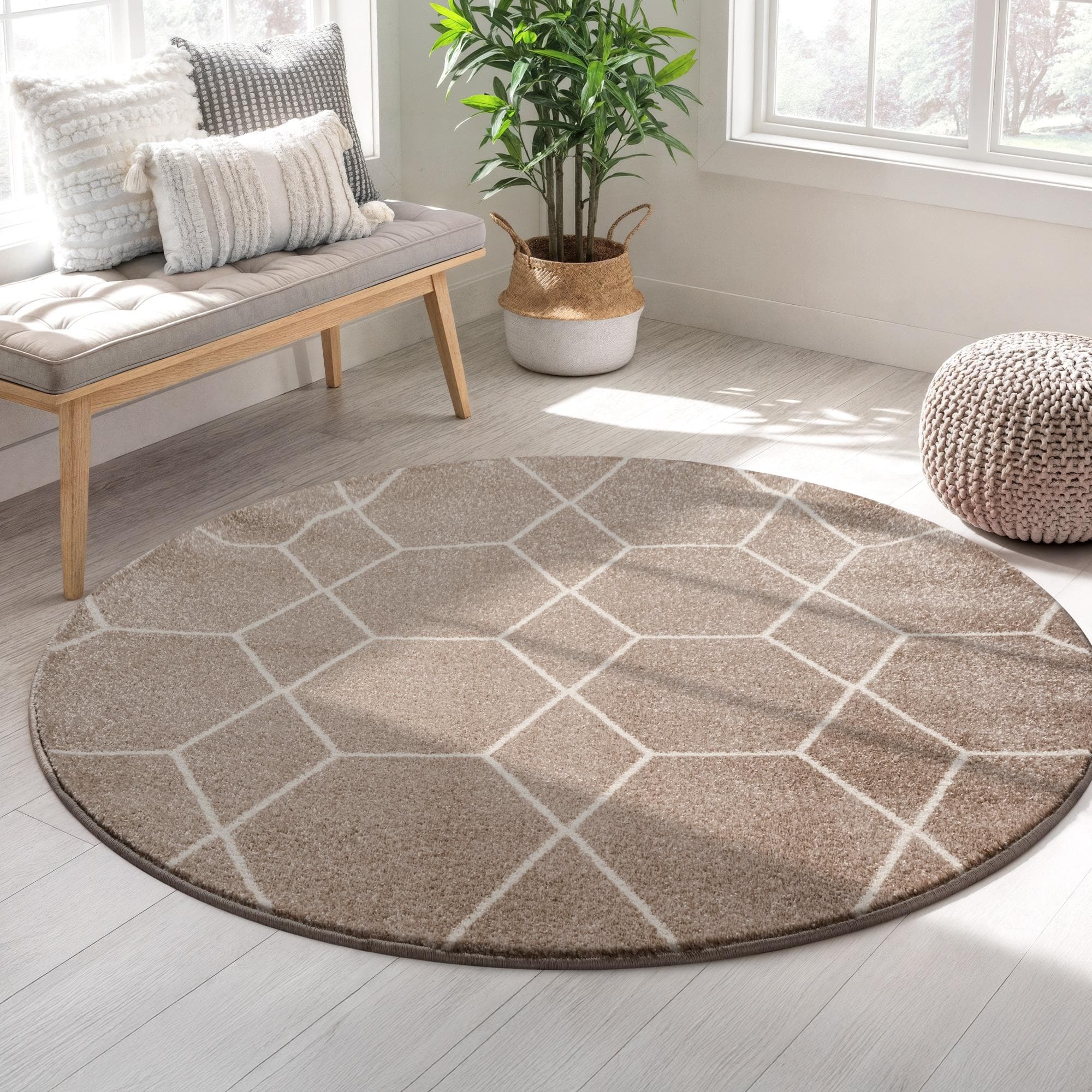 Sanat Teppich Trellis Beige Kurzflor