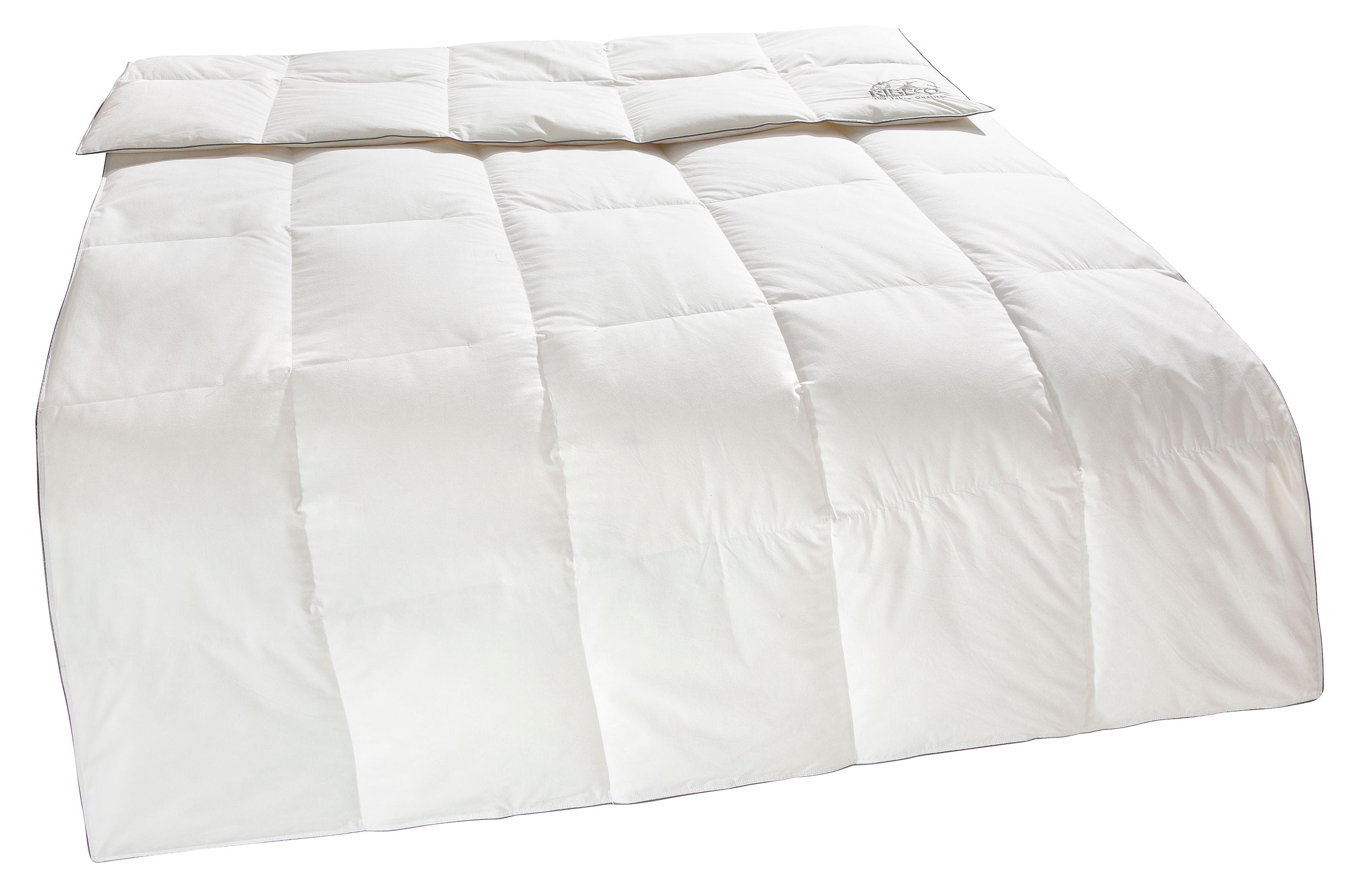RIBECO Daunenbettdecke Eve: Platinfarbene Biese, Baumwollbezug, Jubiläumsedition