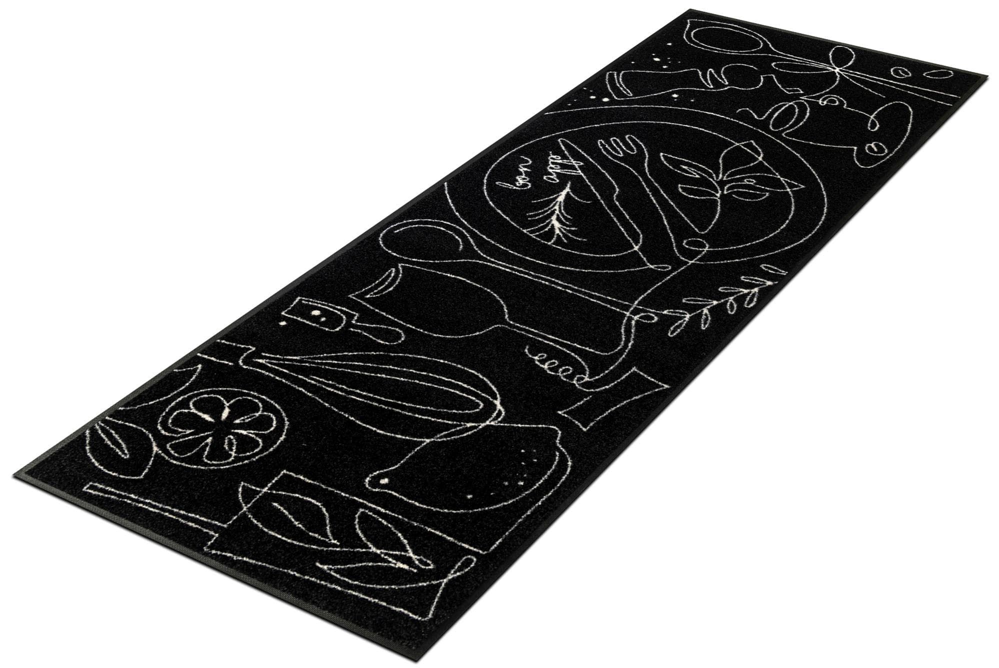 wash+dry by Kleen-Tex Läufer Fine Dining Schwarz Modernes Motiv