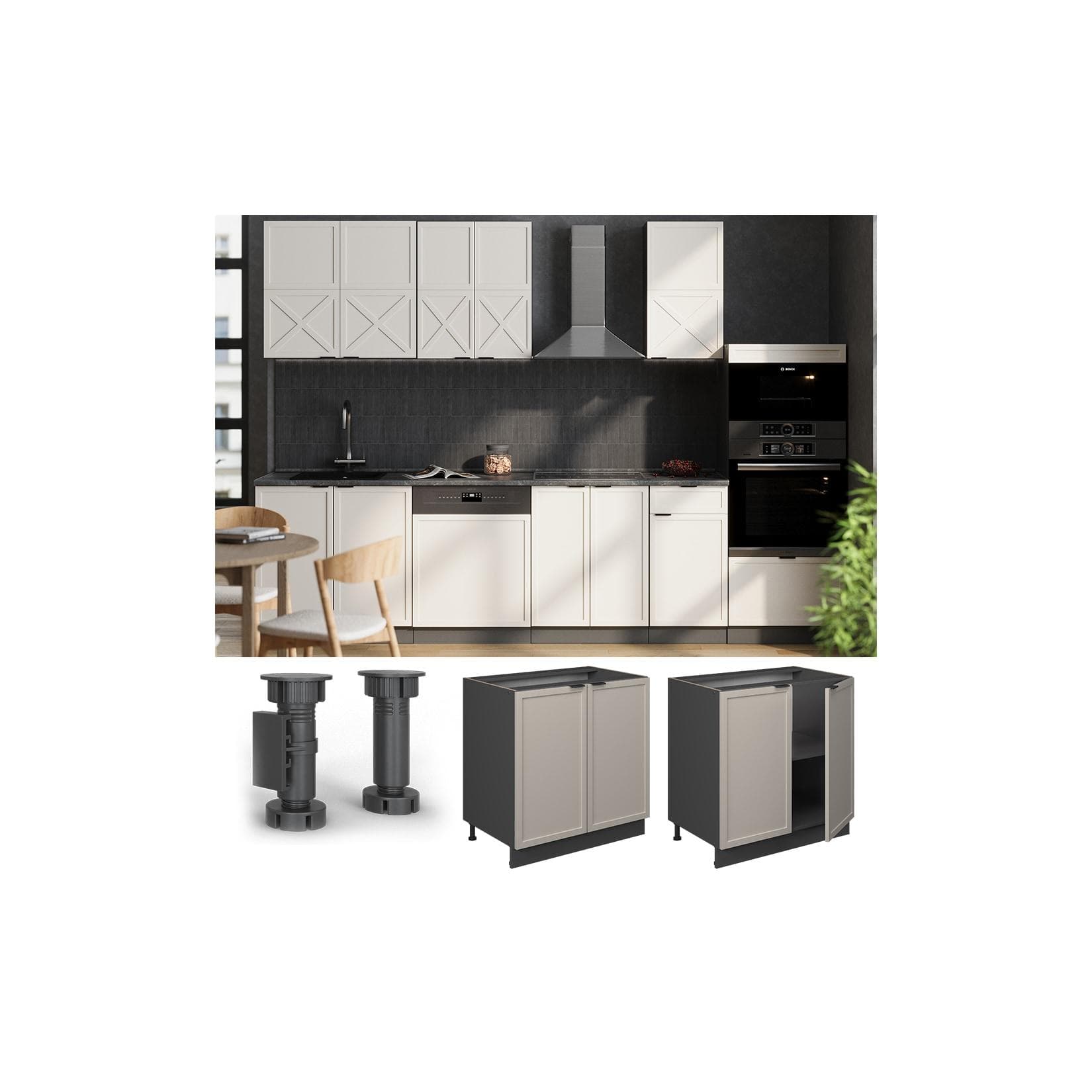 Vicco Unterschrank Fame-Line Anthrazit Grau-Beige gerahmt 80 cm