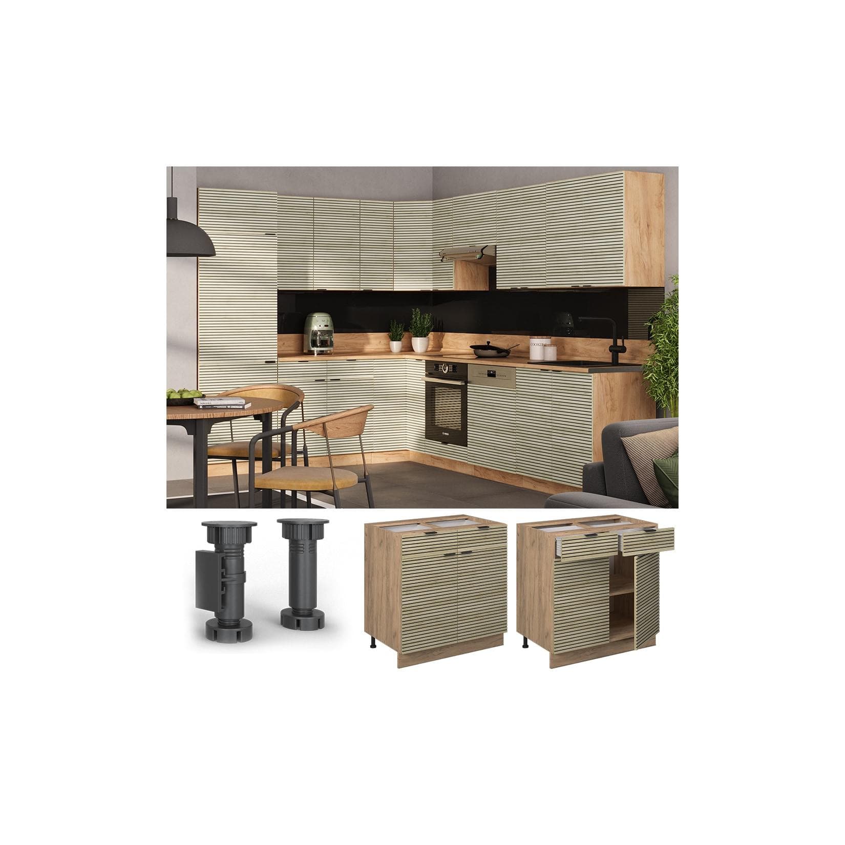Vicco Schubunterschrank Fame-Line Eiche Weiß 80 cm