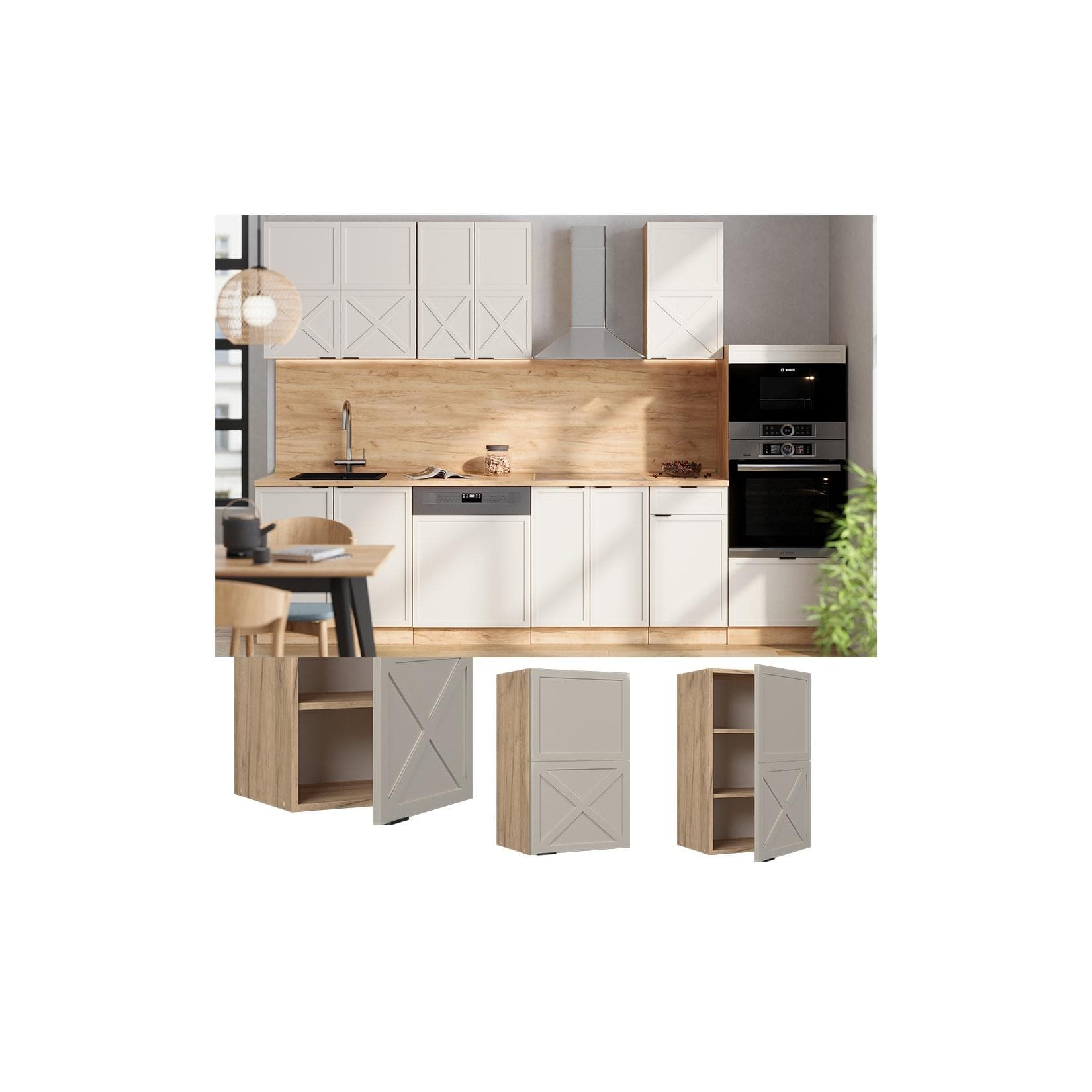Vicco Hängeschrank Fame-Line Eiche Grau-Beige gerahmt
