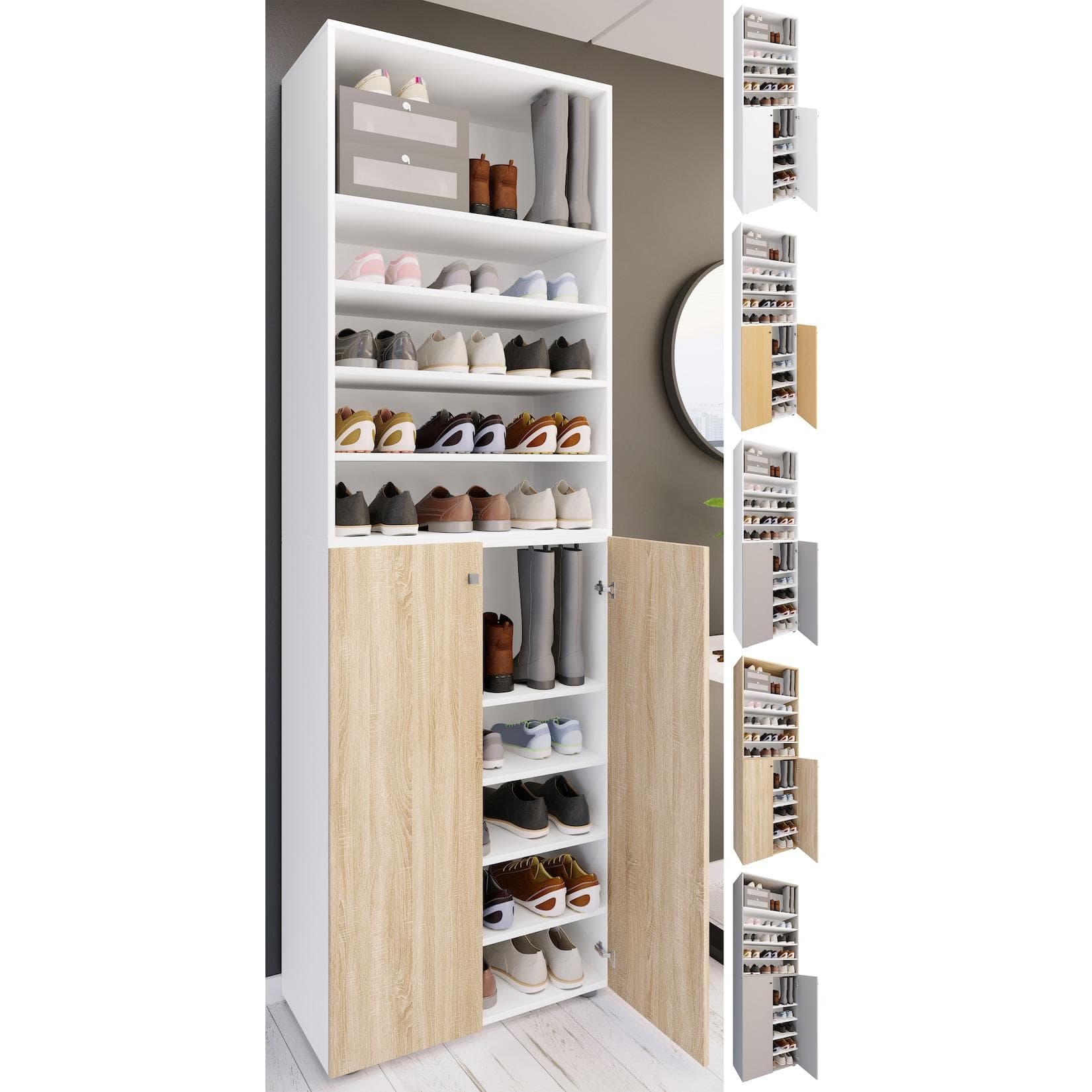 VCM Schuhschrank Lona XL 10 Fächer Braun/Weiß
