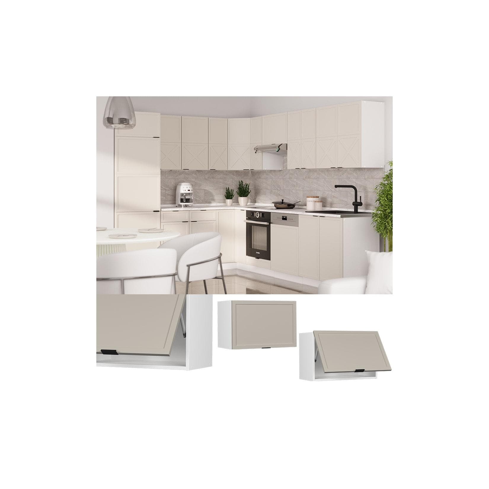 Vicco Hängeschrank Fame-Line Weiß Grau-Beige 60 cm