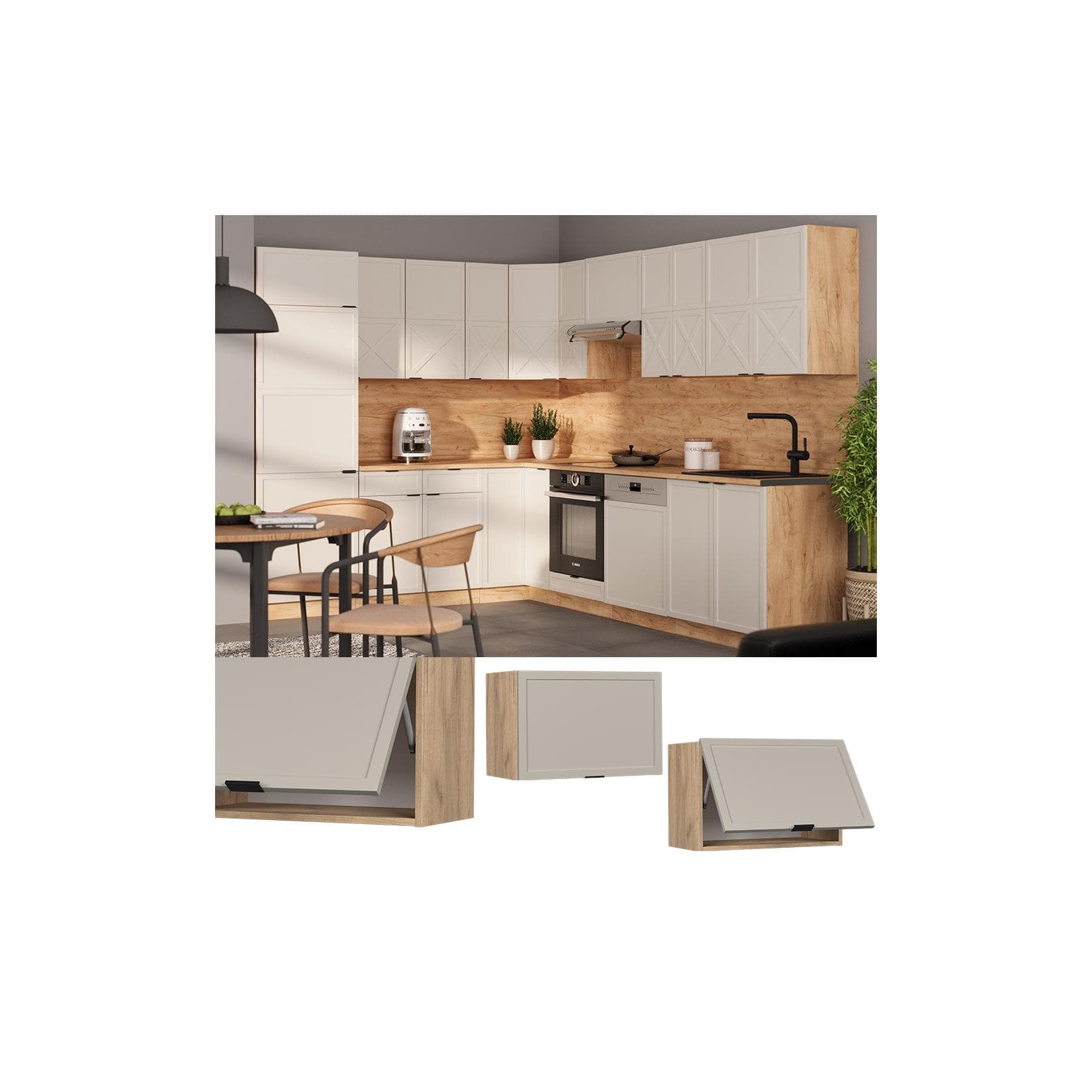 Vicco Hängeschrank Fame-Line Eiche Grau-Beige 60 cm