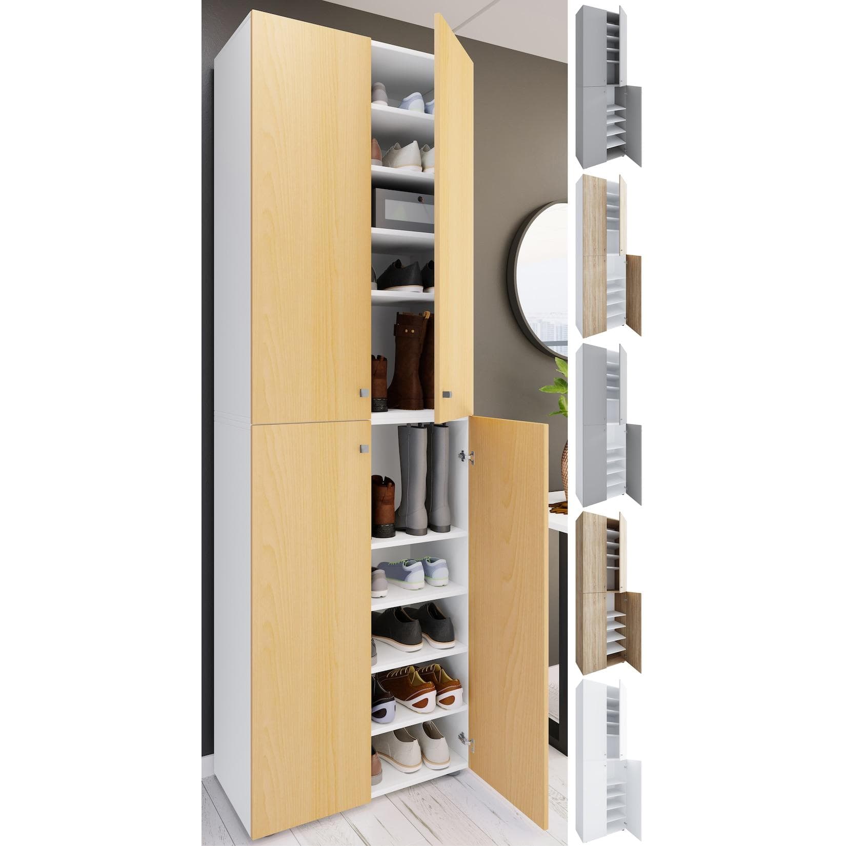 VCM Schuhschrank XL Holz Großer Schuhschrank Schuhkommode Lona 10