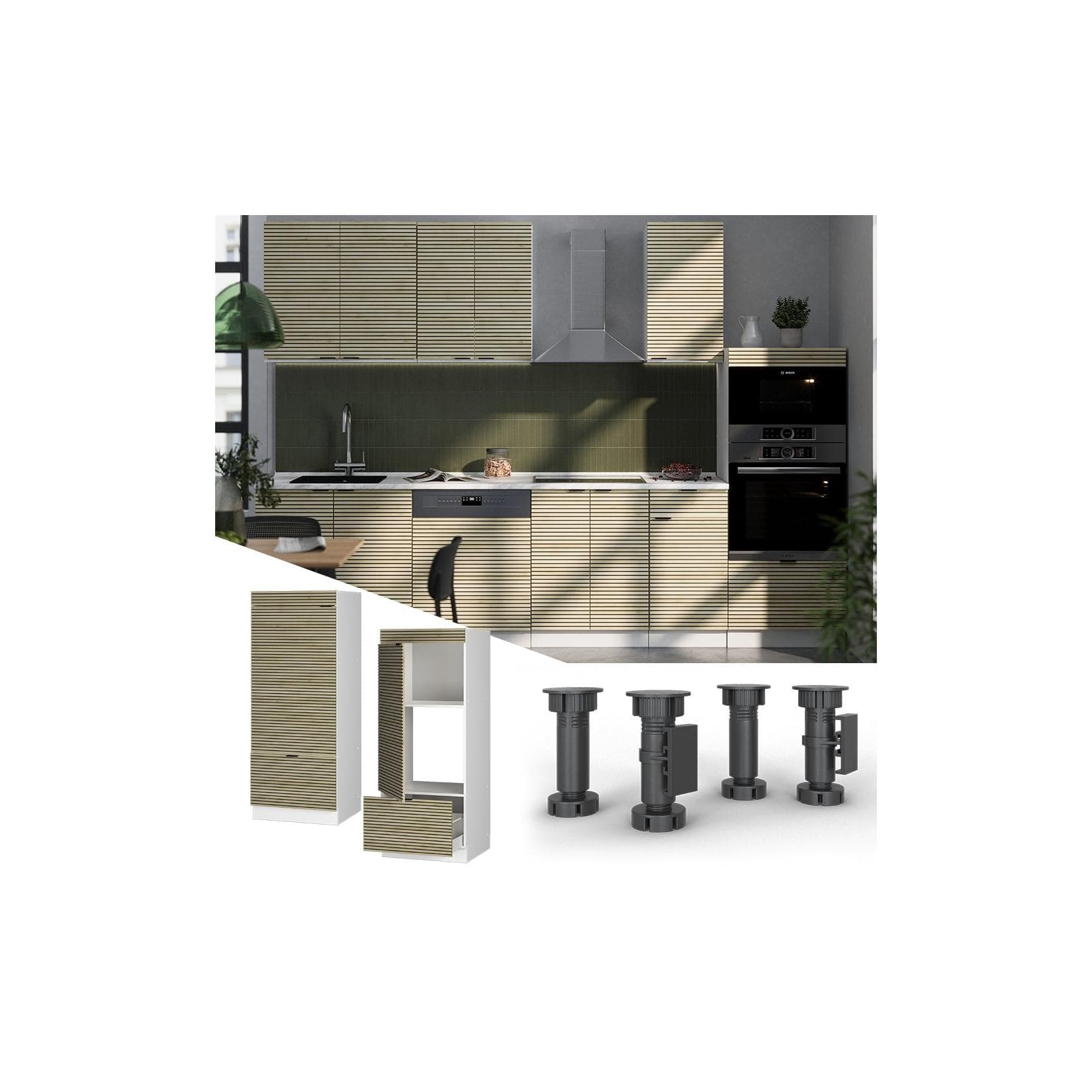 Vicco Mikrowellenschrank Fame-Line Weiß Eiche 60 cm mit Schublade