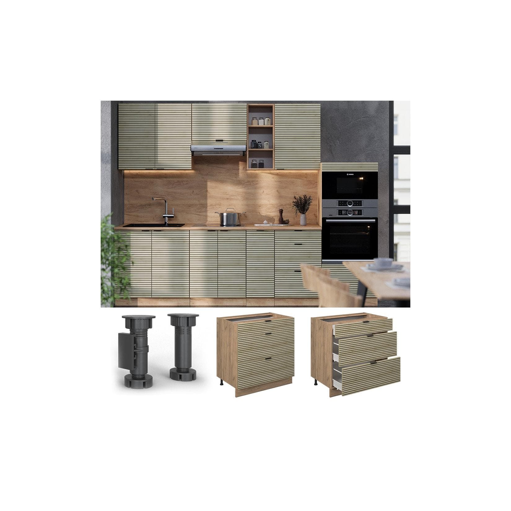Vicco Schubladenunterschrank Fame-Line Eiche Anthrazit