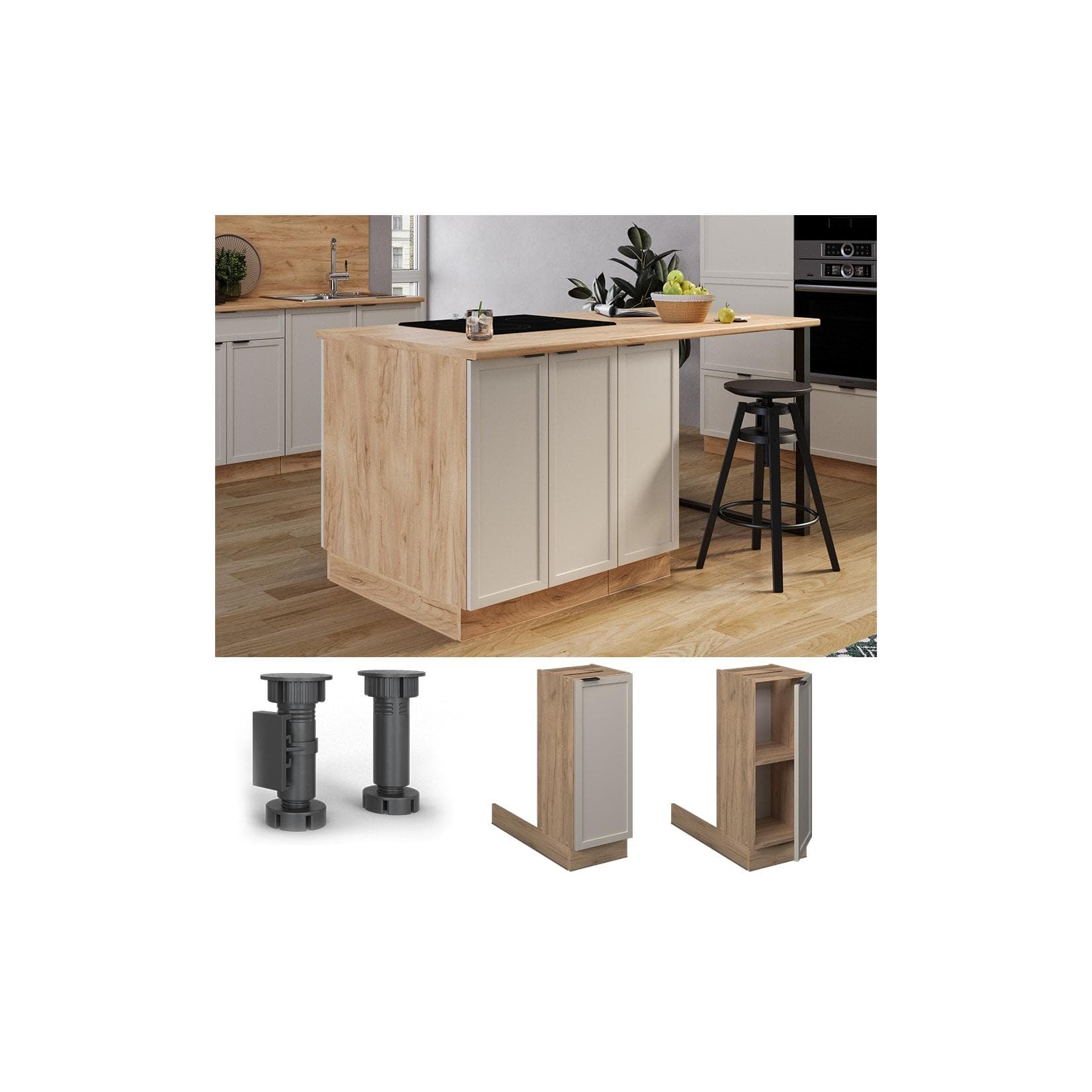 Vicco Regalinselunterschrank Fame-Line Eiche Grau-Beige gerahmt