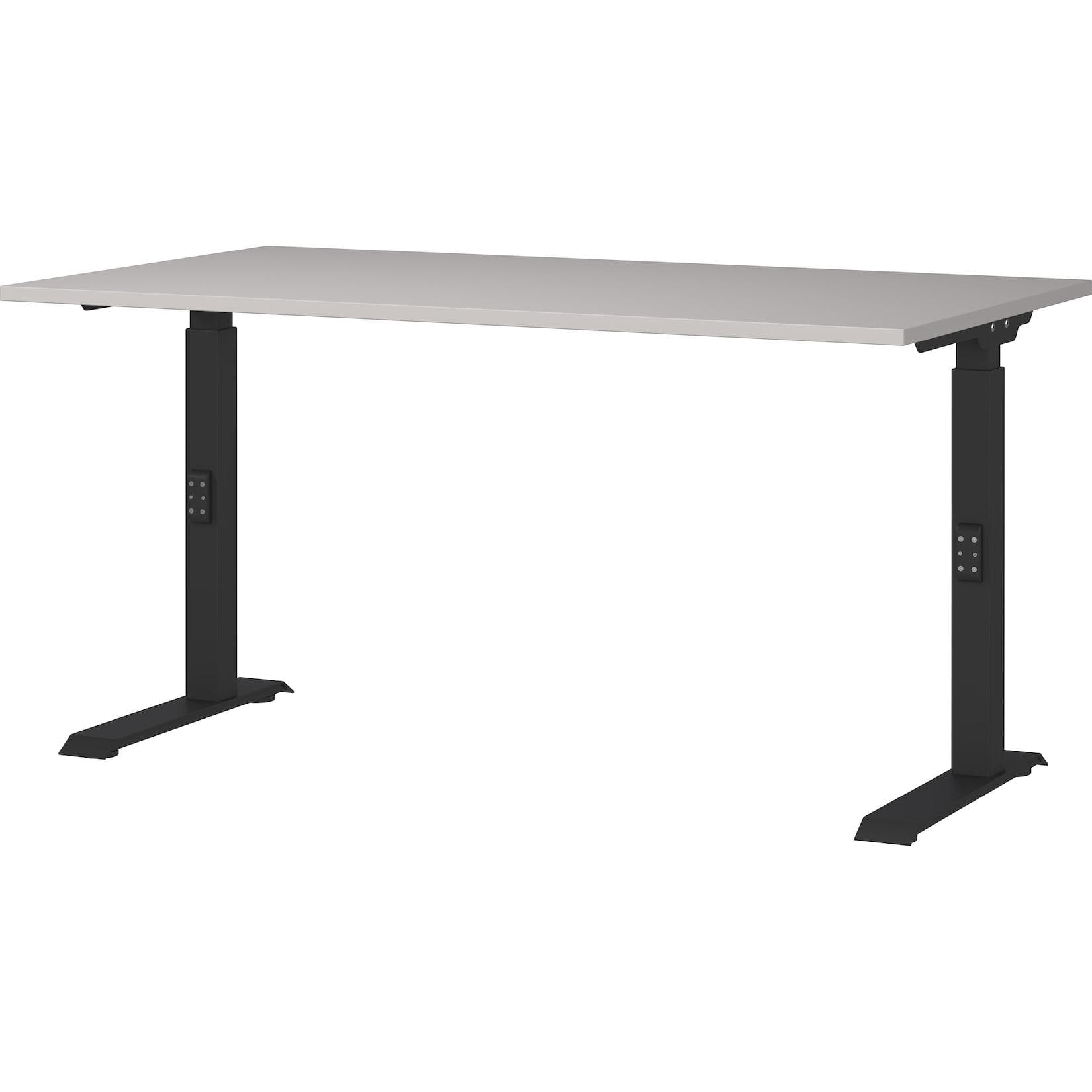 Kadima Design Schreibtisch höheneinstellbar 68-91 cm Greige/Schwarz 140x80cm C-Fuß Bürotisch Ergonomisch Made in Germany