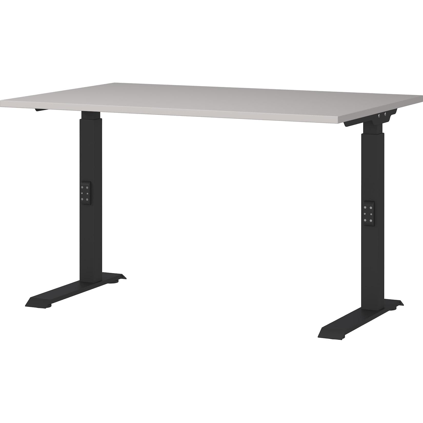 Kadima Design Schreibtisch höheneinstellbar 68-91 cm Greige/Schwarz 120x80cm C-Fuß Bürotisch Ergonomisch