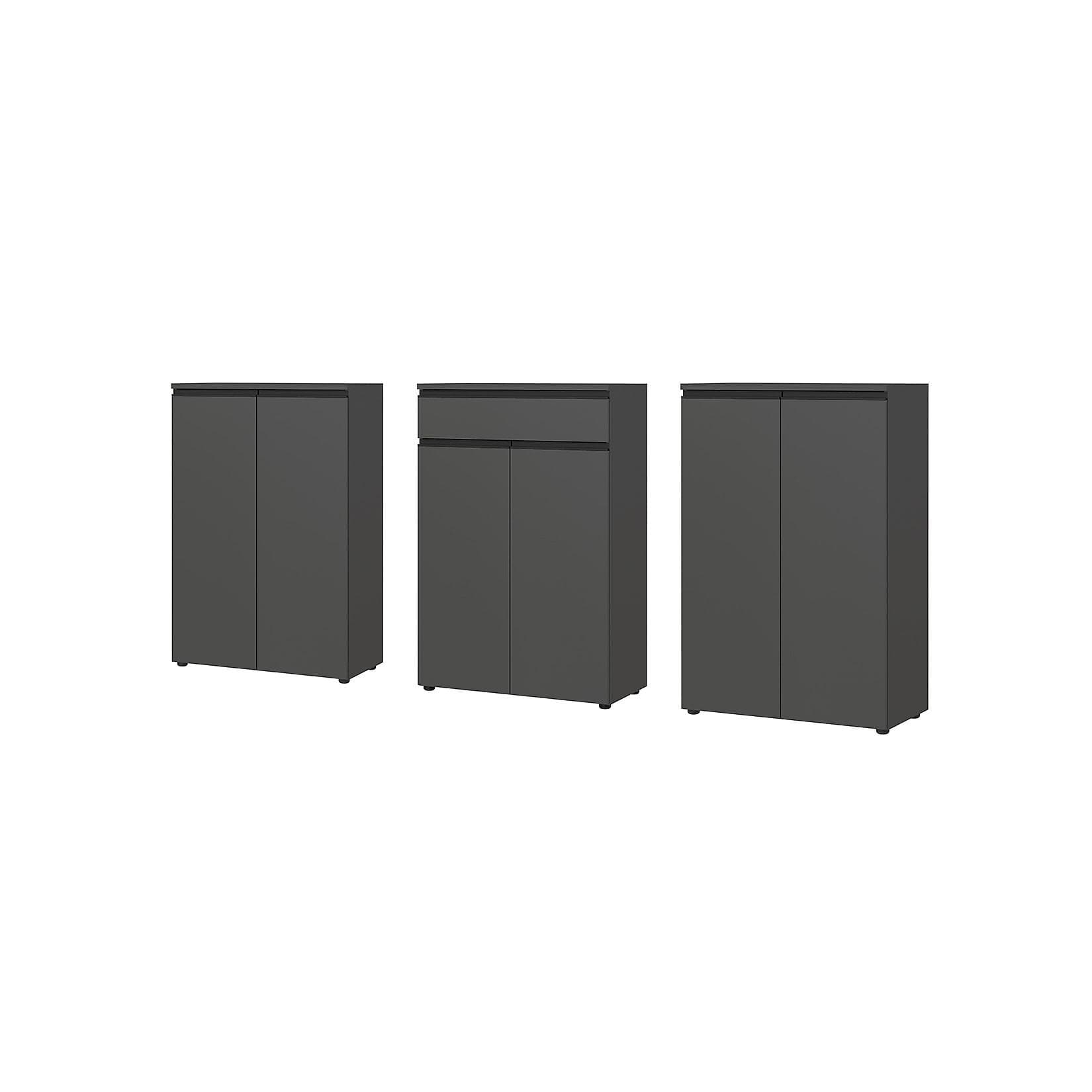 Büroschrank Set 3-teilig Aktenschrankwand mit Schublade & Soft-Close Büromöbel Komplettset 273x120x40 cm Graphit Made in Germany