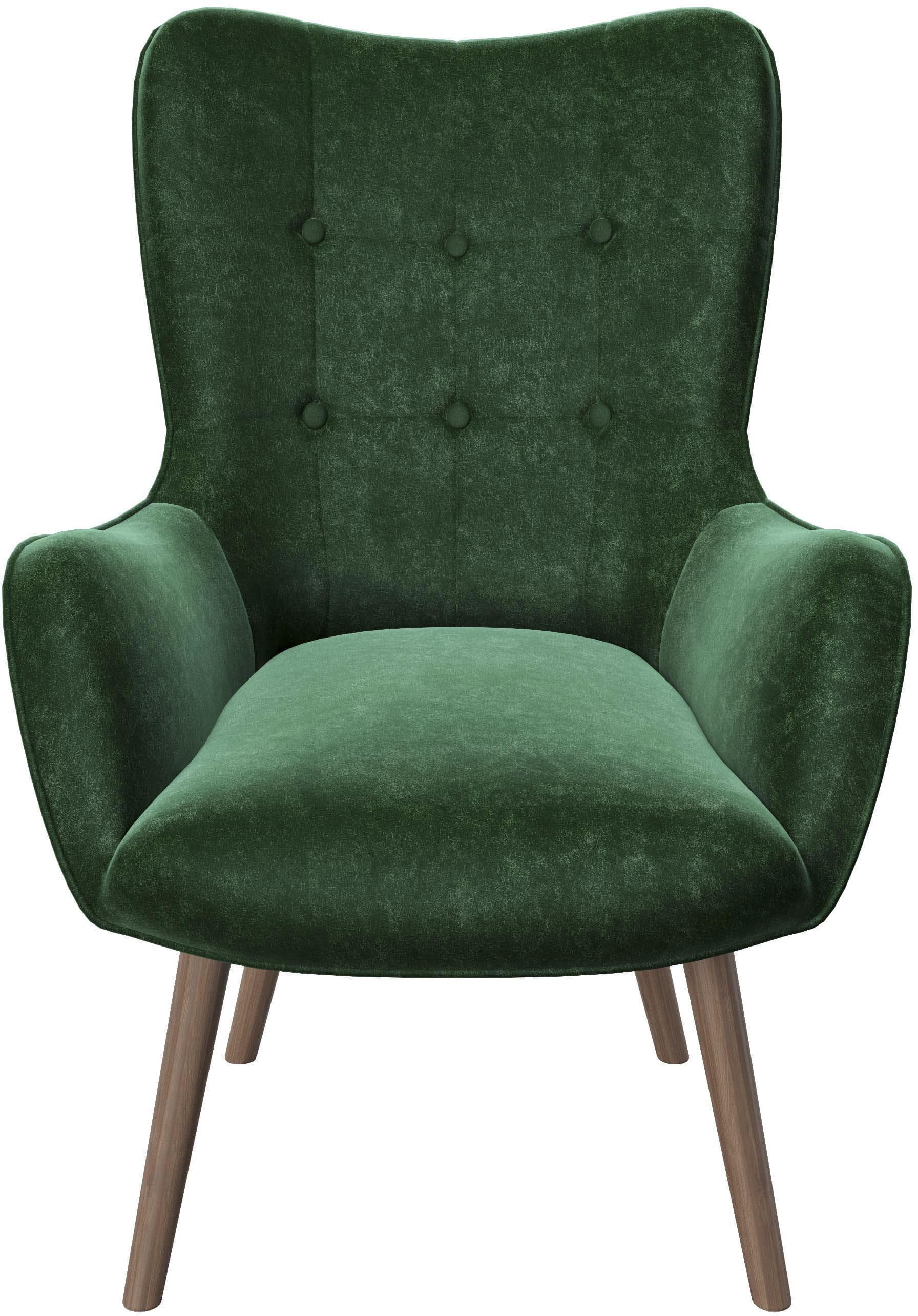 Ohrensessel PLAYBOY BRIDGET Dunkelgrün Chesterfield-Optik