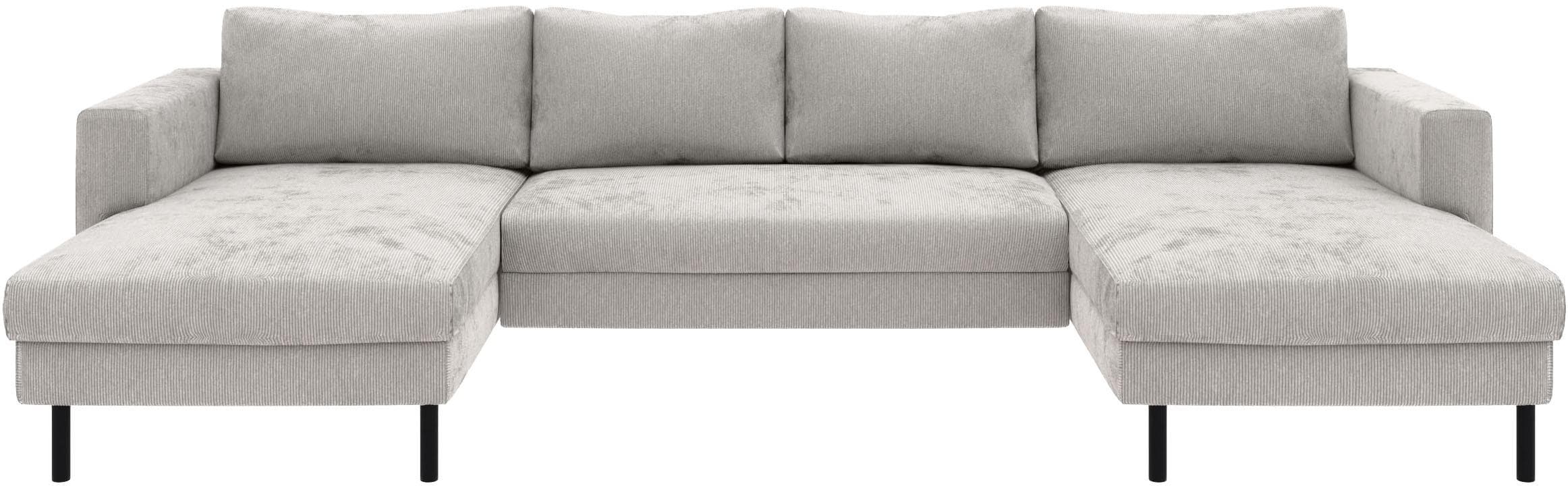 Trendmanufaktur Wohnlandschaft Amazing II Cord Grau U-Form