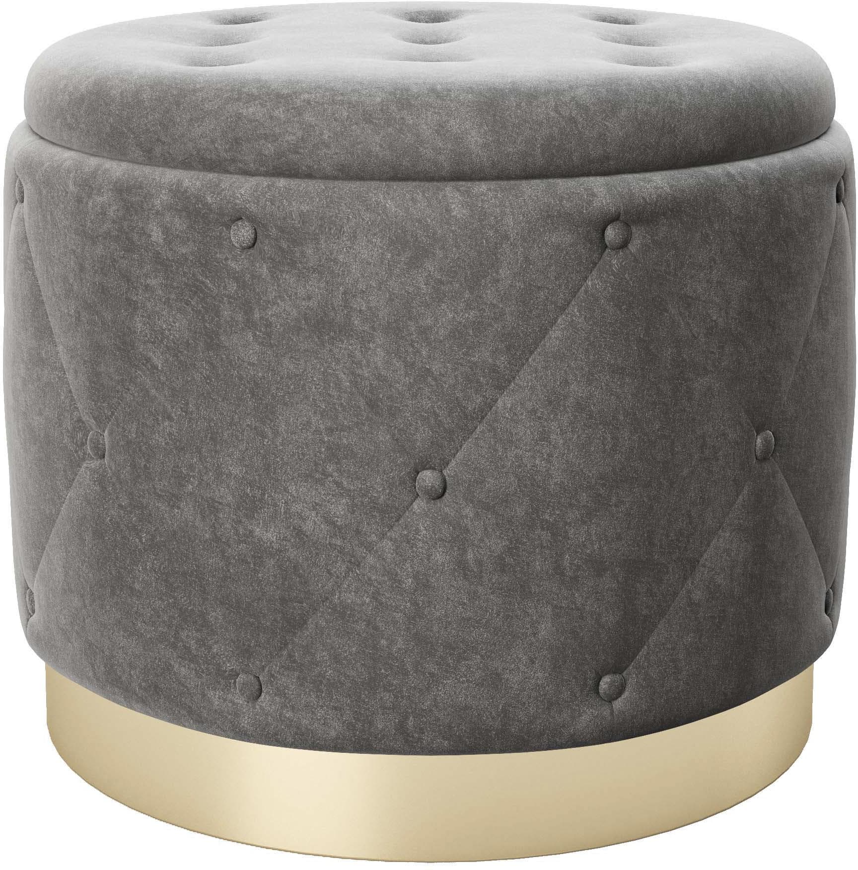 PLAYBOY LIZ Pouf Anthrazit Chesterfield-Optik