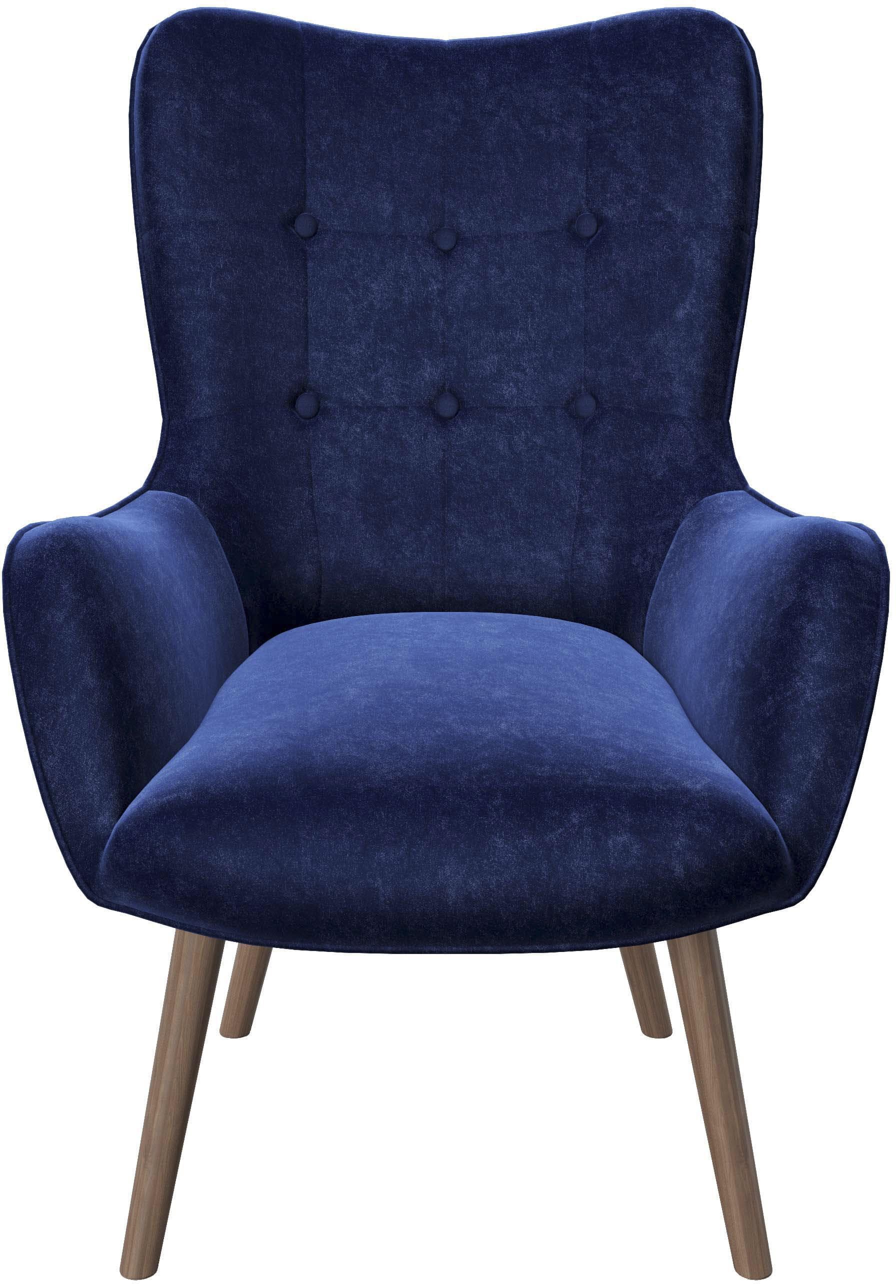 Ohrensessel PLAYBOY BRIDGET Dunkelblau Chesterfield-Optik