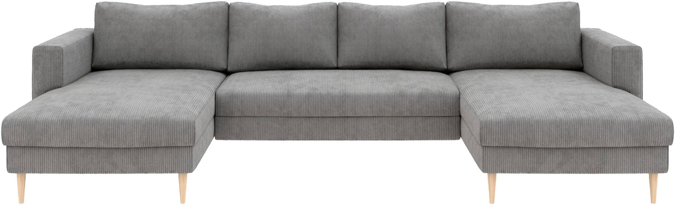 Trendmanufaktur Wohnlandschaft Amazing Betongrau U-Form Sofa