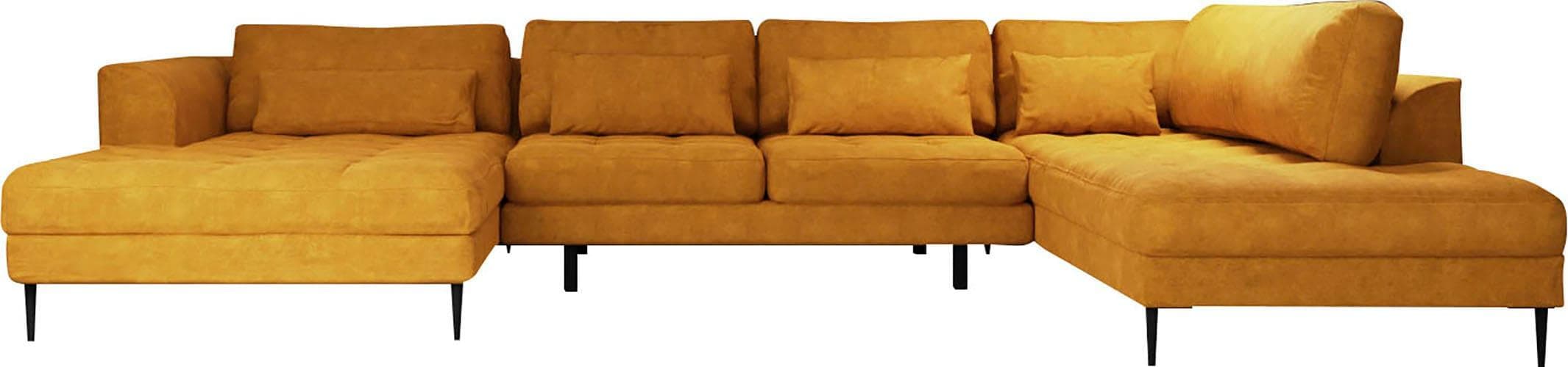 Trendmanufaktur Wohnlandschaft Luzi Orange Sofa mit viel Platz