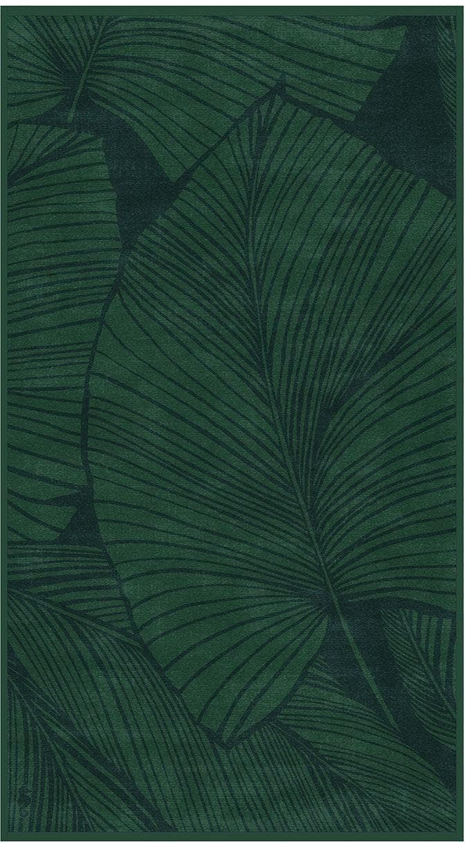 Seahorse Strandtuch Puerto: Jacquard-Velours mit Blättermuster in Tiefgrün