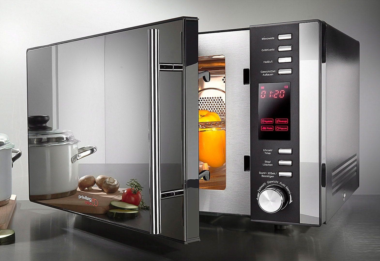 PRIVILEG Mikrowelle 3-in-1 2500 Watt 25 Liter Schwarz