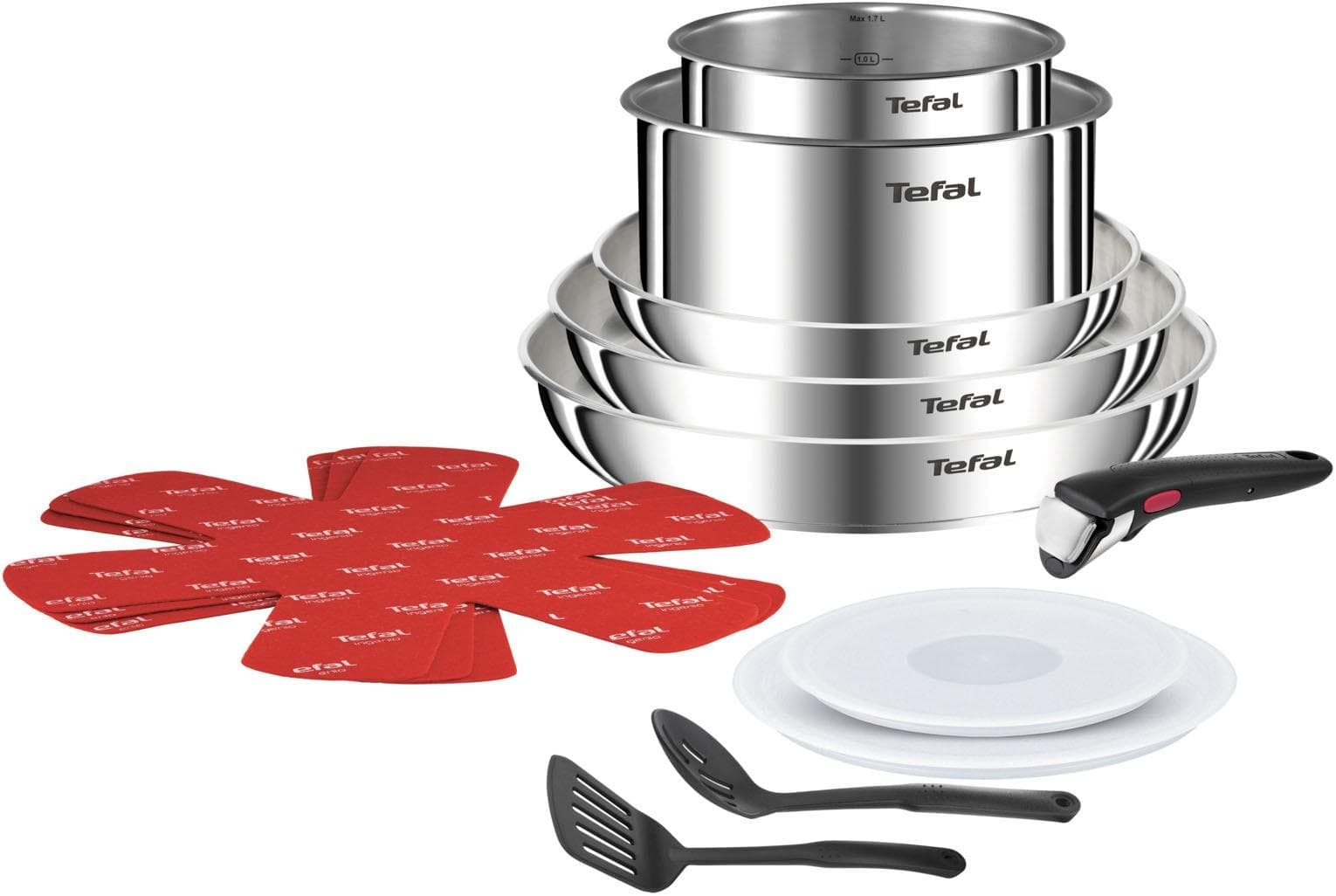 Tefal Ingenio Emotion Topf-Set abnehmbarer Griff, stapelbar, grau, Edelstahl