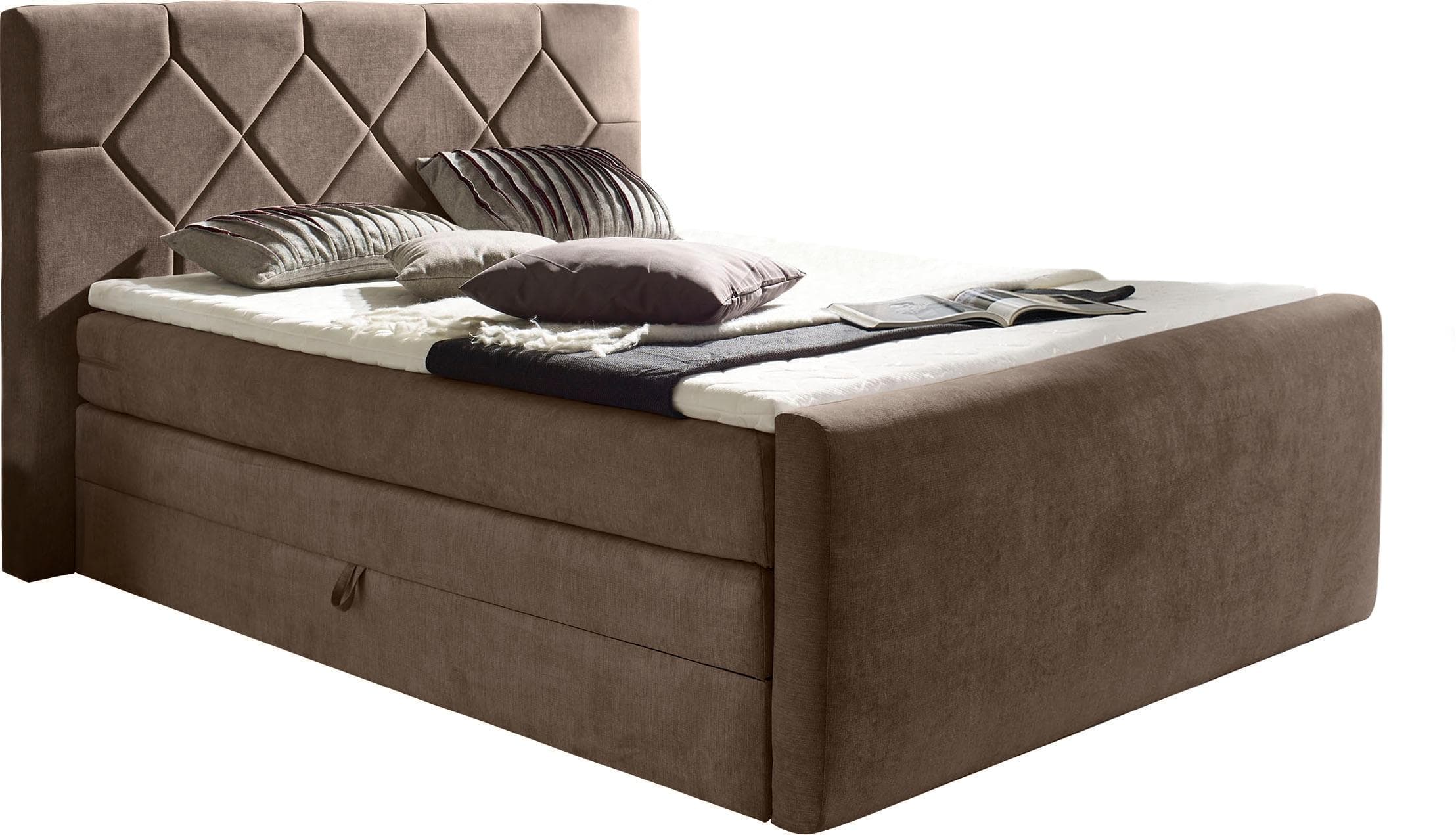 HOME AFFAIRE Boxspringbett Atlanta Taupe mit Bettkasten
