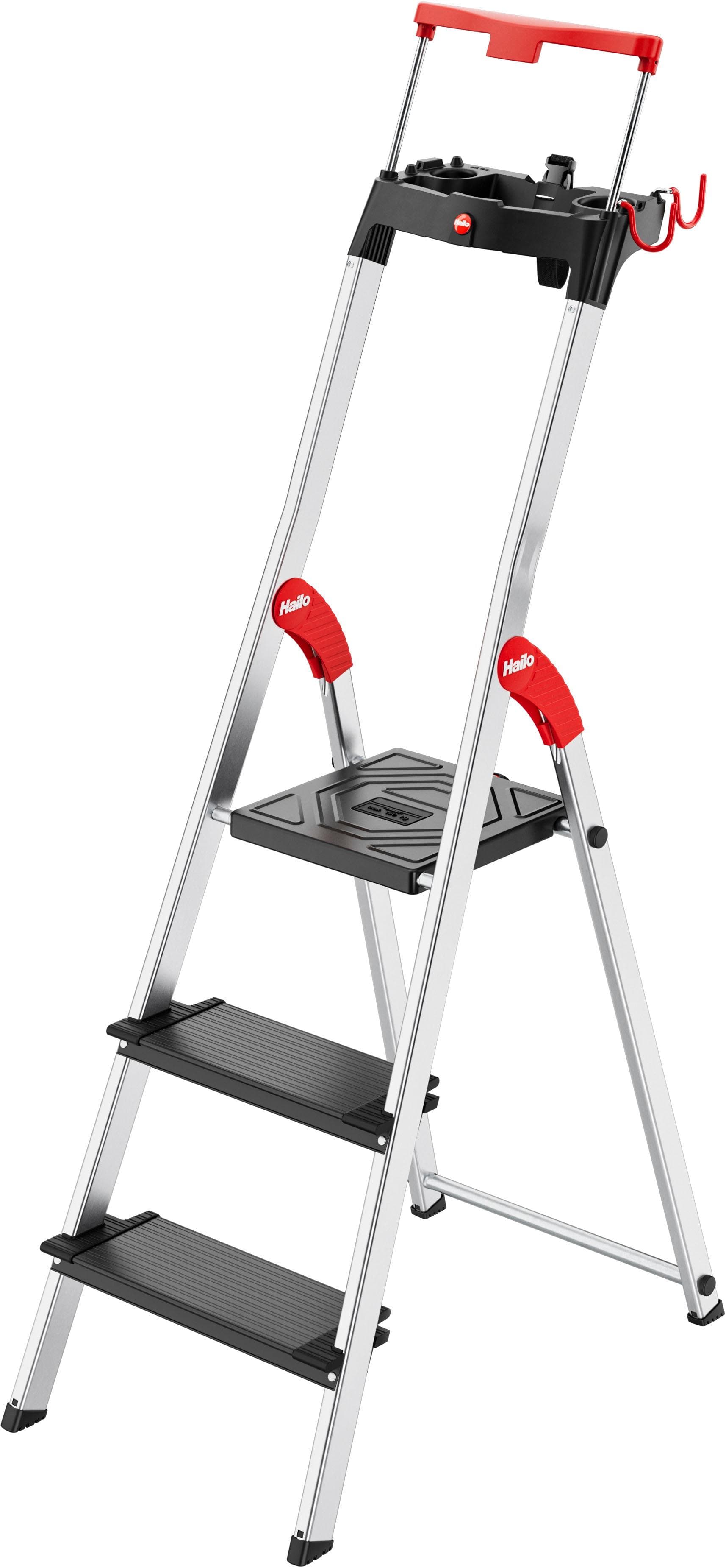 Hailo L100 TopLine Alu-Sicherheits-Stehleiter 3 Stufen Grau/Schwarz