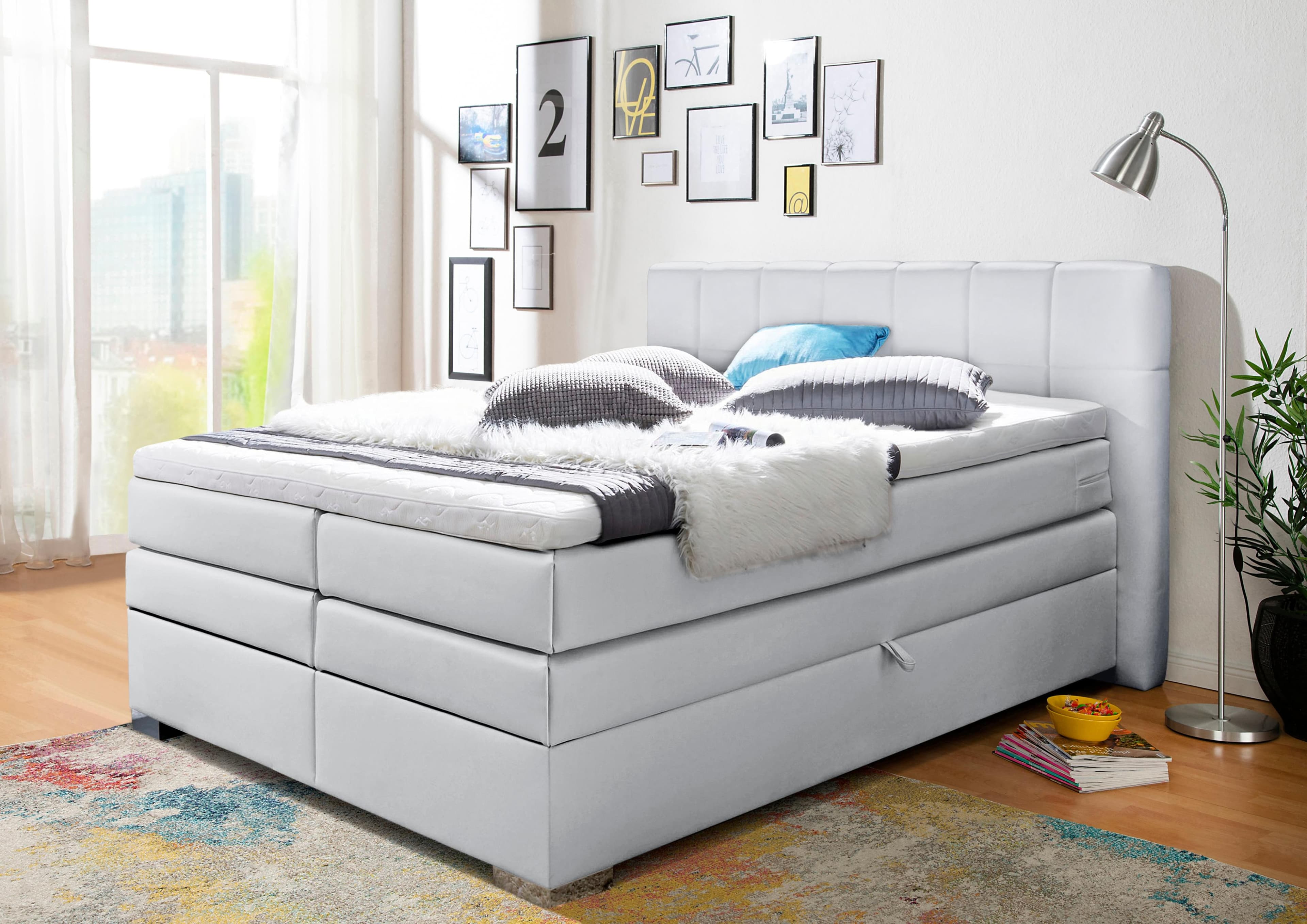 HOME AFFAIRE Airdrie Boxspringbett Weiß mit Bettkasten