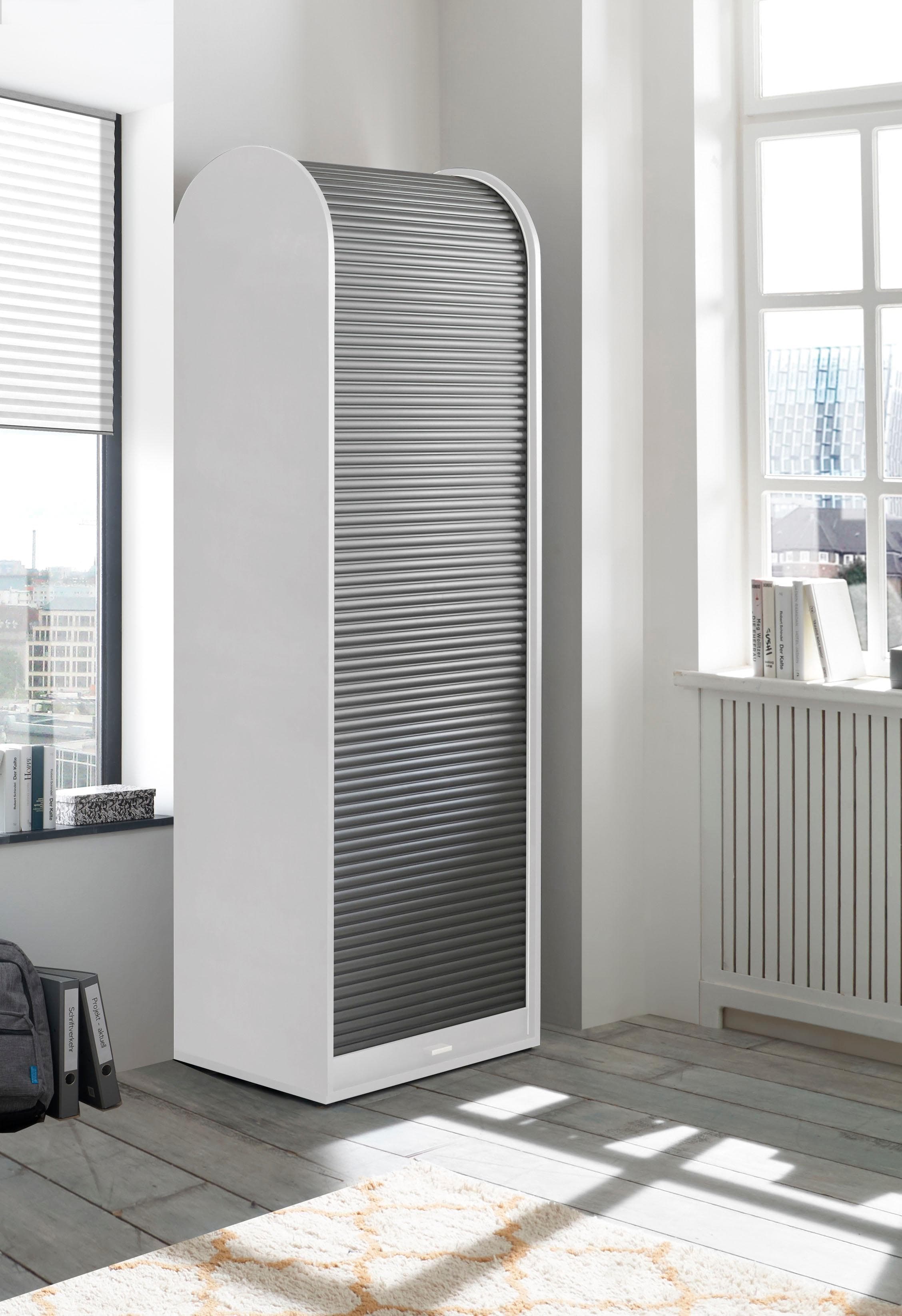 Jalousieschrank mit 2 Böden in Weiß matt / Graphit