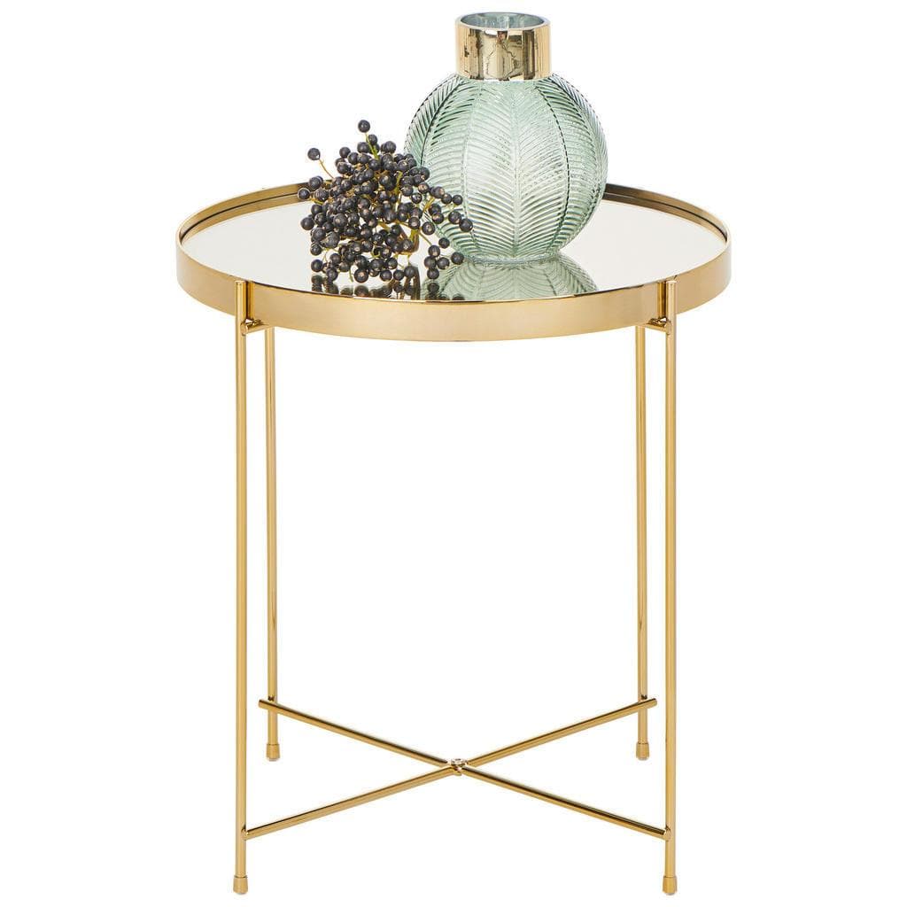 Xora Beistelltisch Gold Metallglas Rund