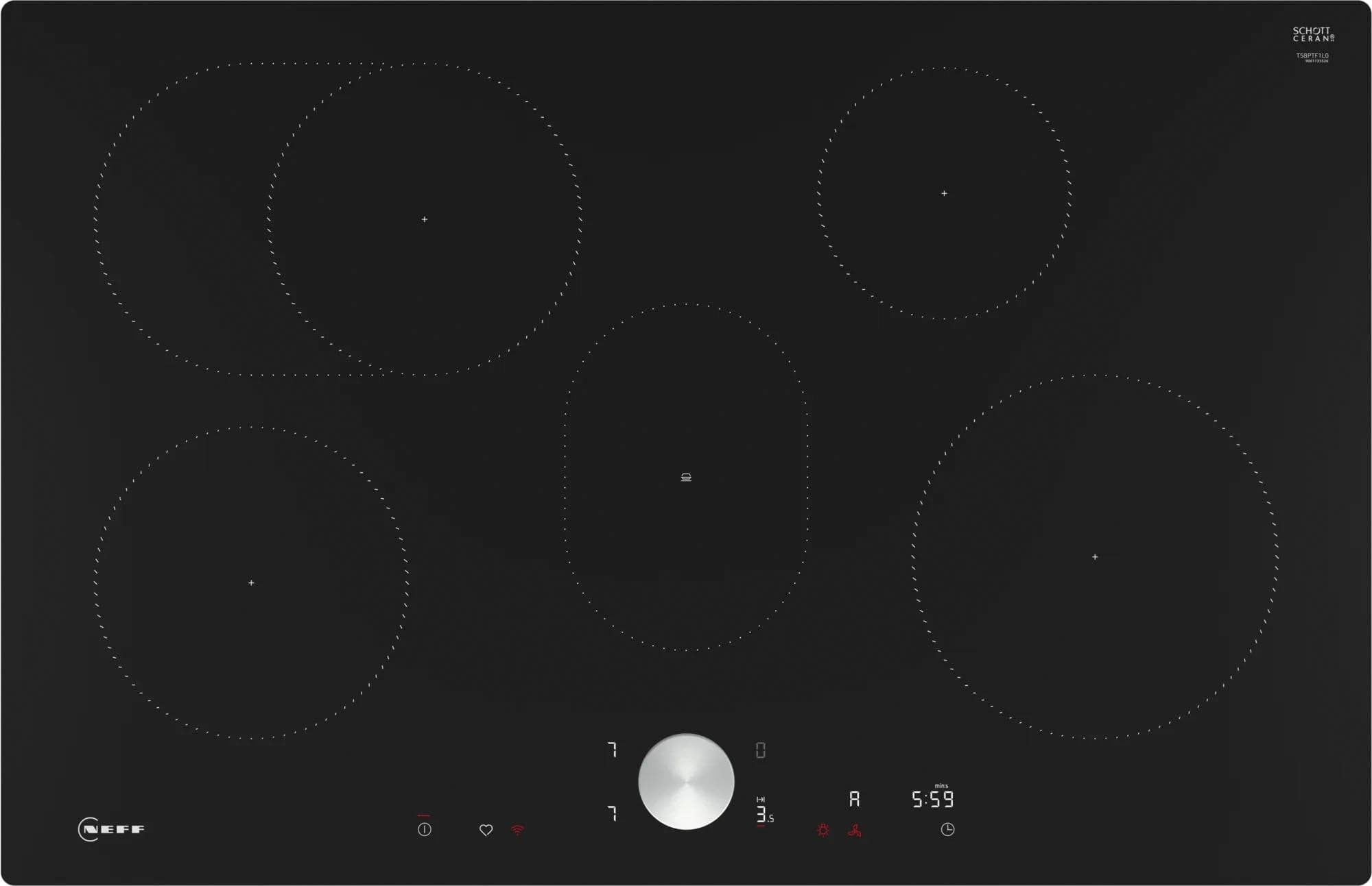 NEFF Induktions-Kochfeld T58PTF1L0 Schwarz mit Twist Pad Bedienung