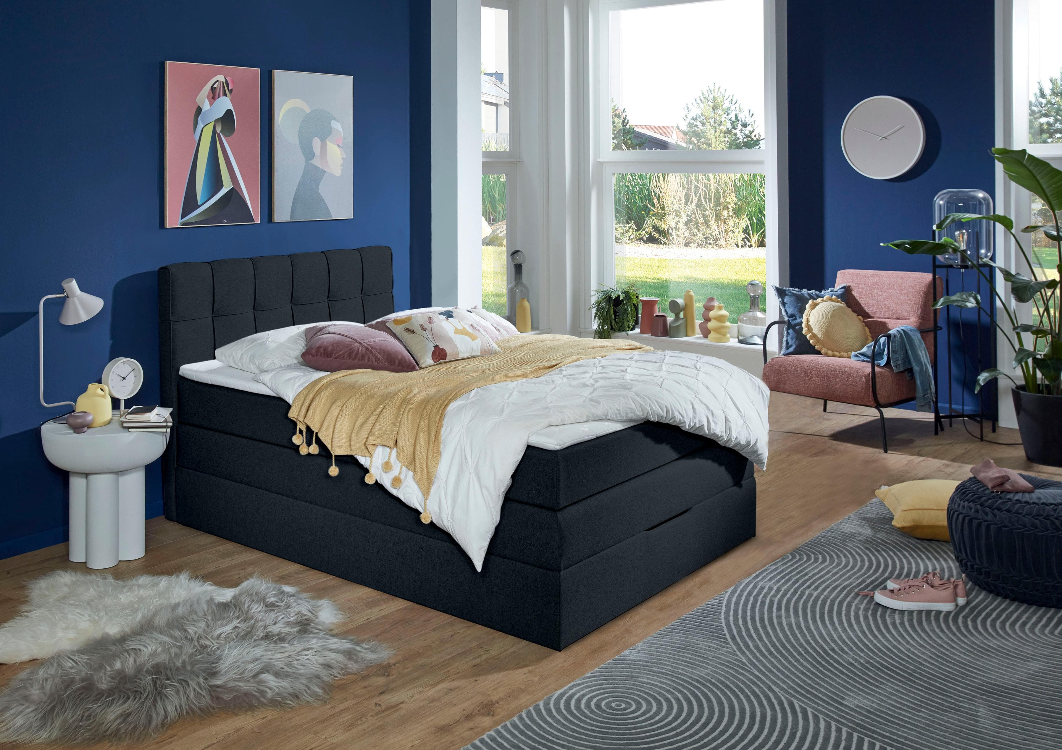 Home Affaire Boxspringbett Fornoli Grau mit Bettkasten