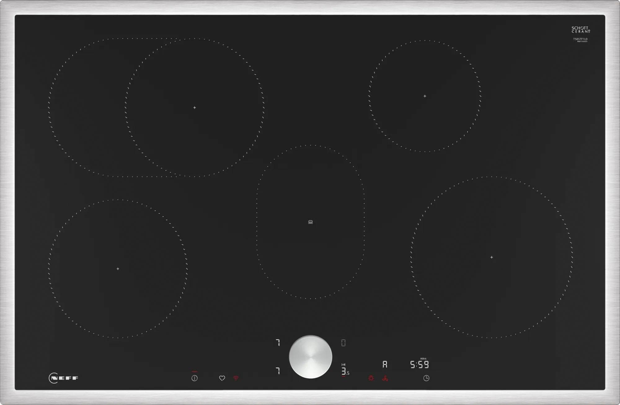 NEFF Induktions-Kochfeld T58STF1L0 Silber Intuitive Twist Pad Bedienung