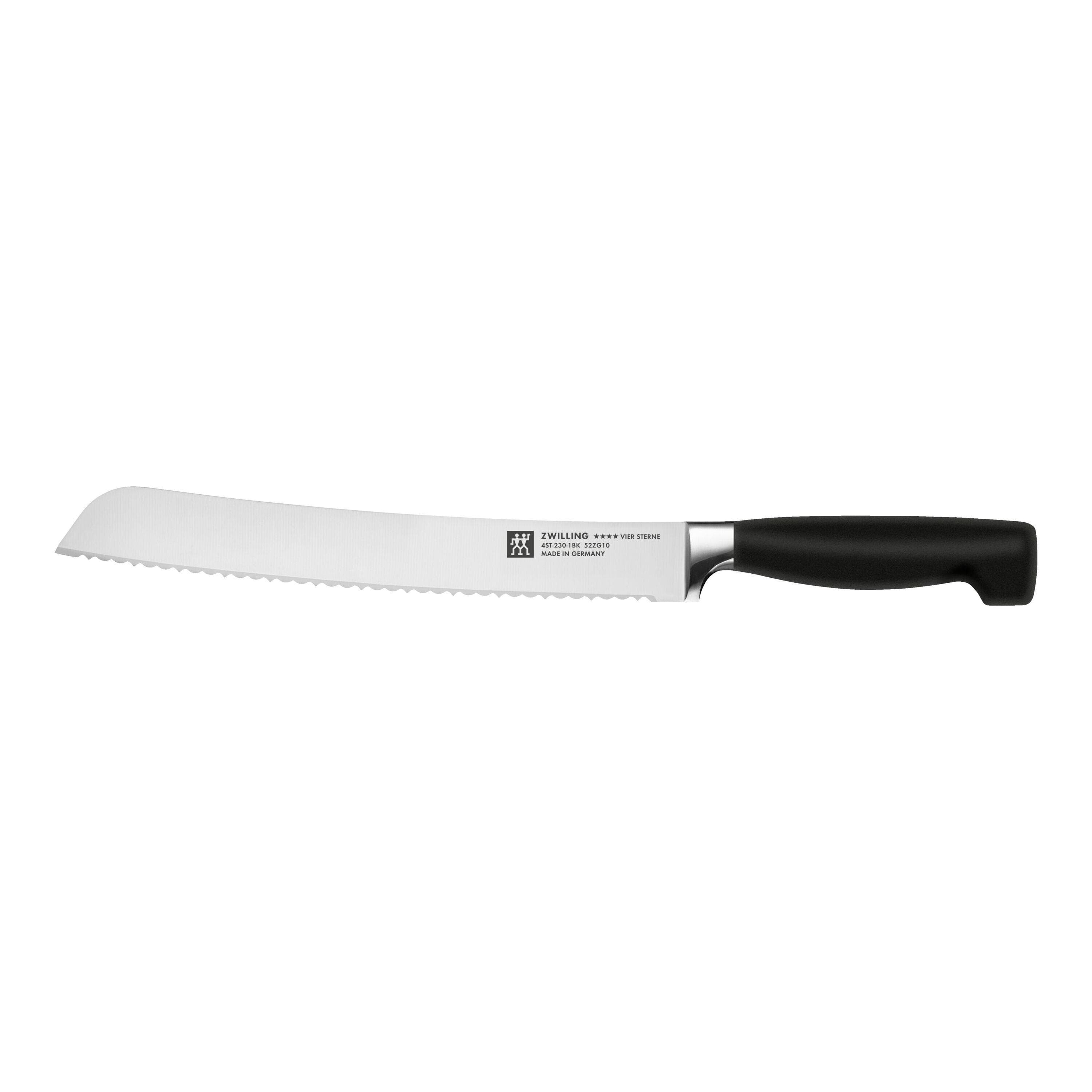 ZWILLING VIER STERNE Brotmesser 23 cm Wellenschliff Schwarz/Silber