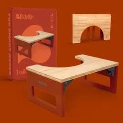 Bidetlity Toilettenhocker Bambus Dark Red Edition Klappbarer WC-Hocker