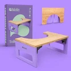 Bidetlity Toilettenhocker Bambus Purple Edition Klappbarer WC-Hocker
