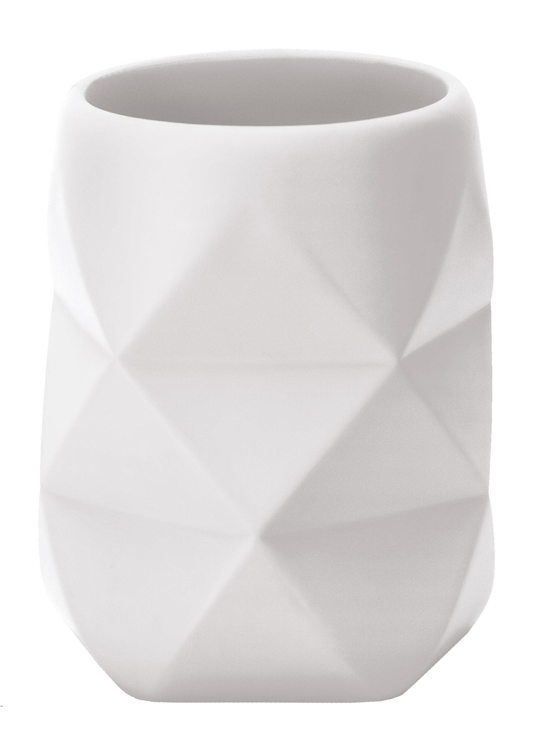 Zahnputzbecher CRACKLE Weiß Polyresin