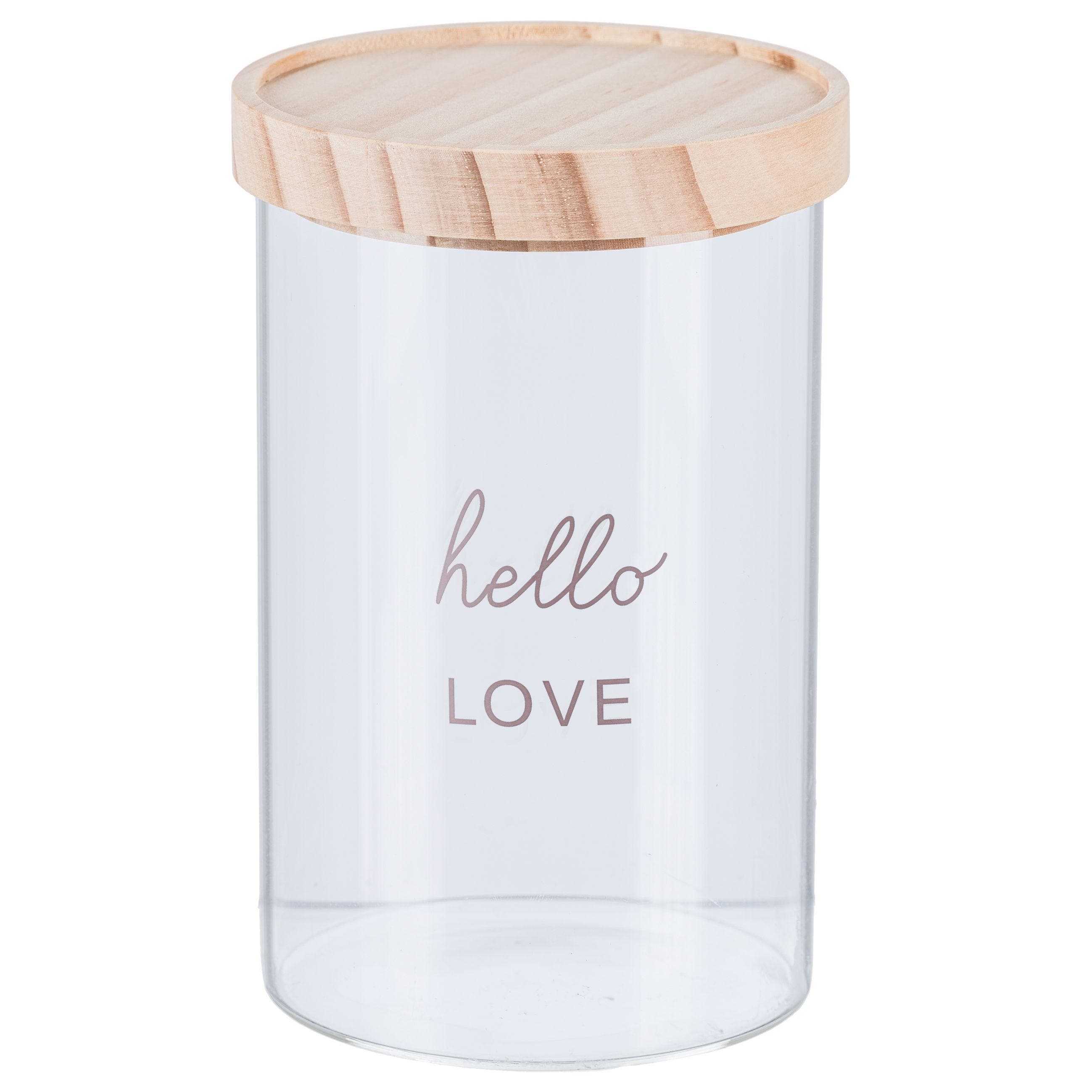 Vorratsdose HELLO Glas Holz Silikon